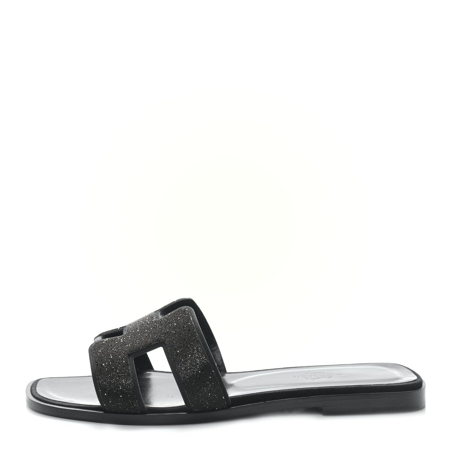 Suede Goatskin Crystal Oran Sandals 37 Black
