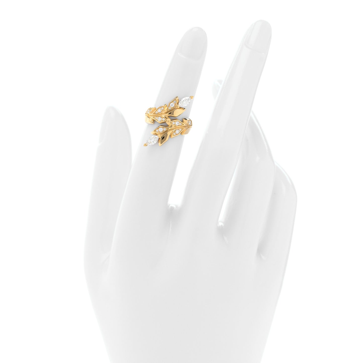 18K Yellow Gold Diamond Victoria Vine Bypass Ring 47 4