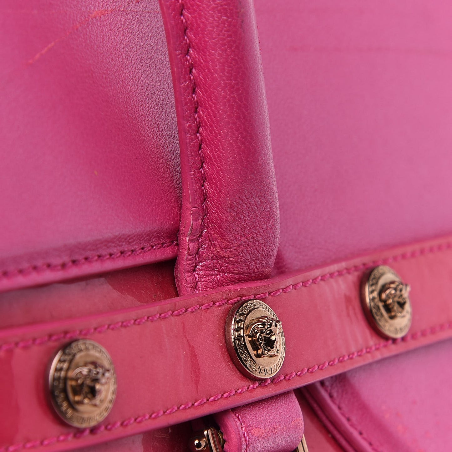 Patent Calfskin Large Signature Tote Pink