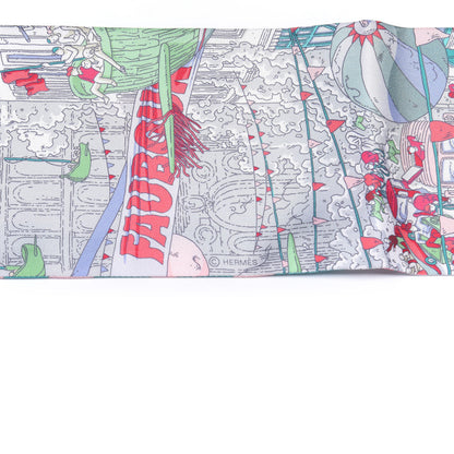 Hermes Silk Le Grand Prix du Faubourg Maxi Twilly Slim Vert Fuchsia Blanc 3 of 3