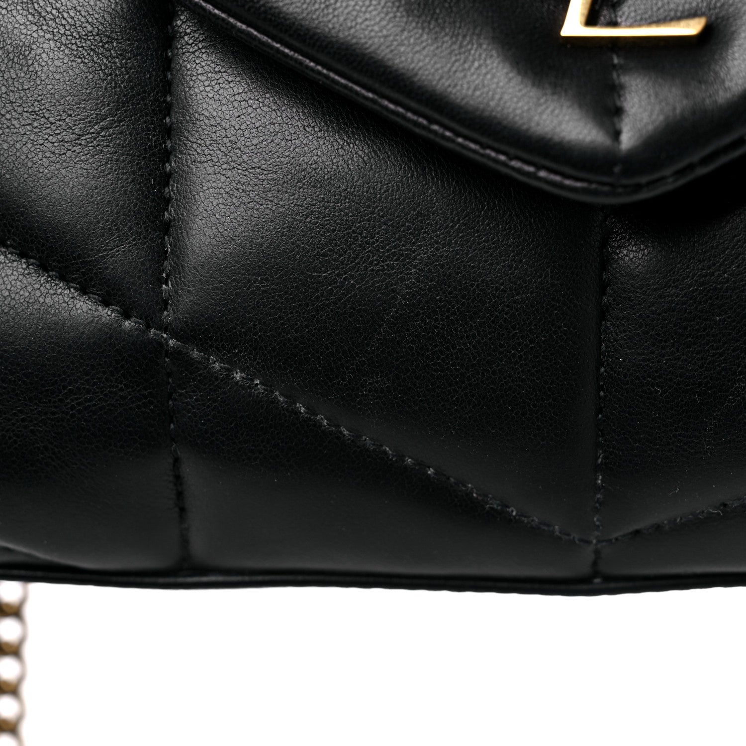 Saint Laurent Lambskin Quilted Toy Loulou Puffer Monogram Chain Satchel Black 12 of 13