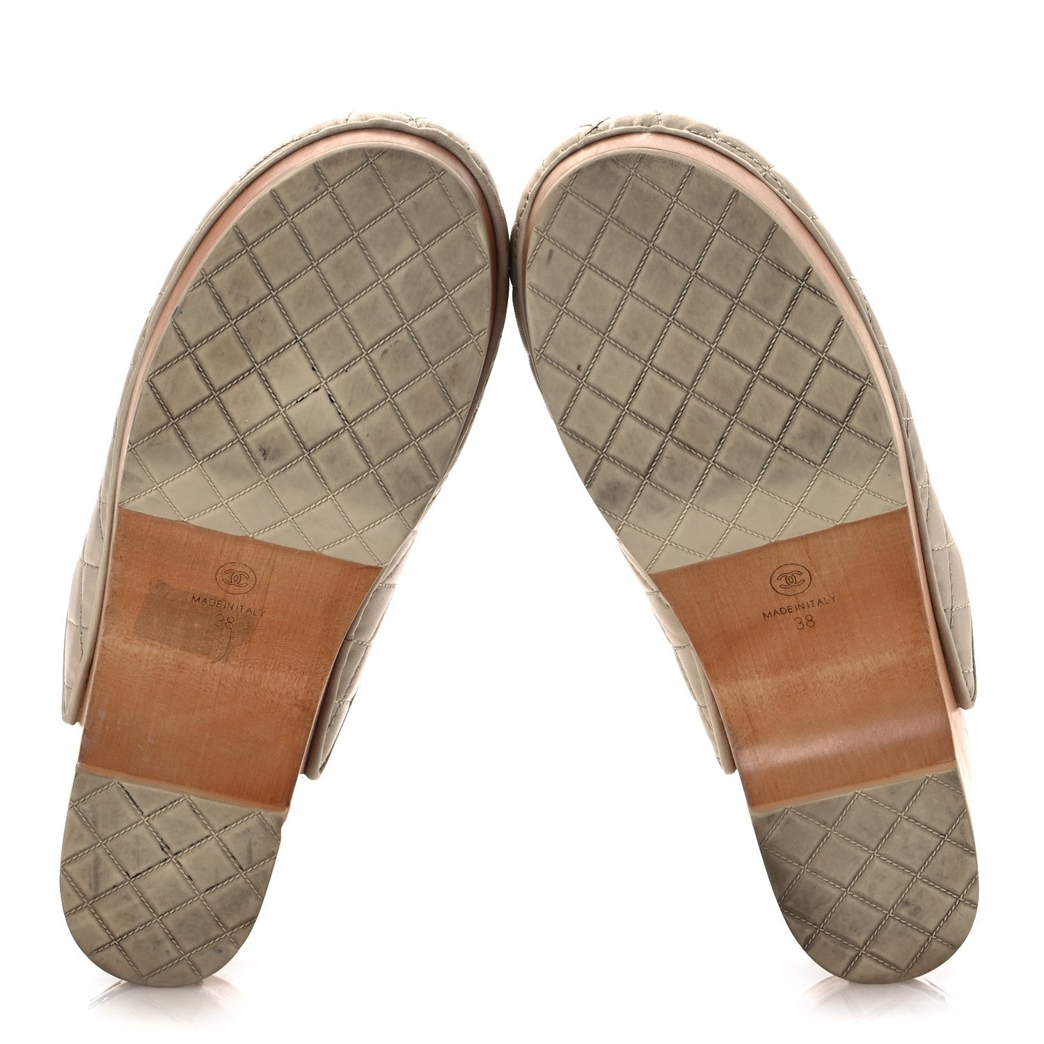 Chanel Lambskin Quilted CC Clogs 38 Beige 7 of 15