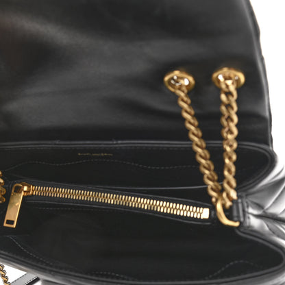 Saint Laurent Calfskin Y Quilted Monogram Small Loulou Chain Satchel Black 5 of 14