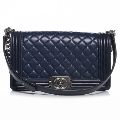 Chanel Lambskin Quilted Medium Boy Flap Navy Blue 1 of 7