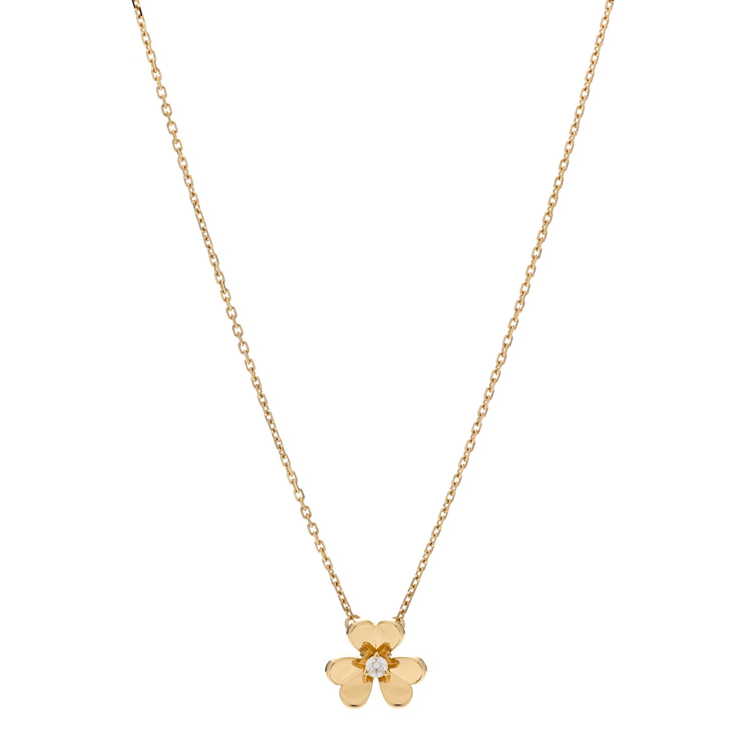 Van Cleef & Arpels 18K Yellow Gold Diamond Mini Frivole Pendant Necklace 1 of 5