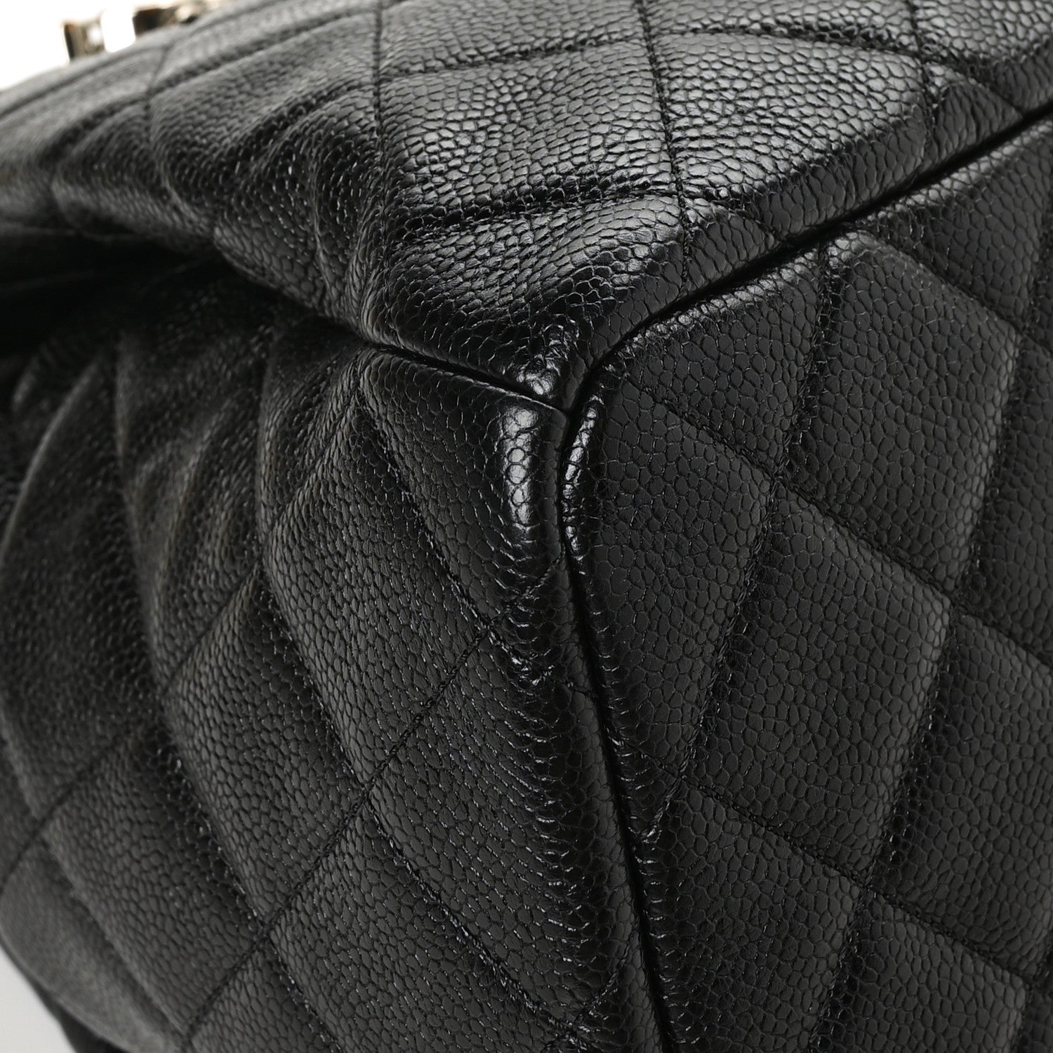 Chanel Caviar Flat Quilted CC Chain Bucket Drawstring Bag Black 9 of 12