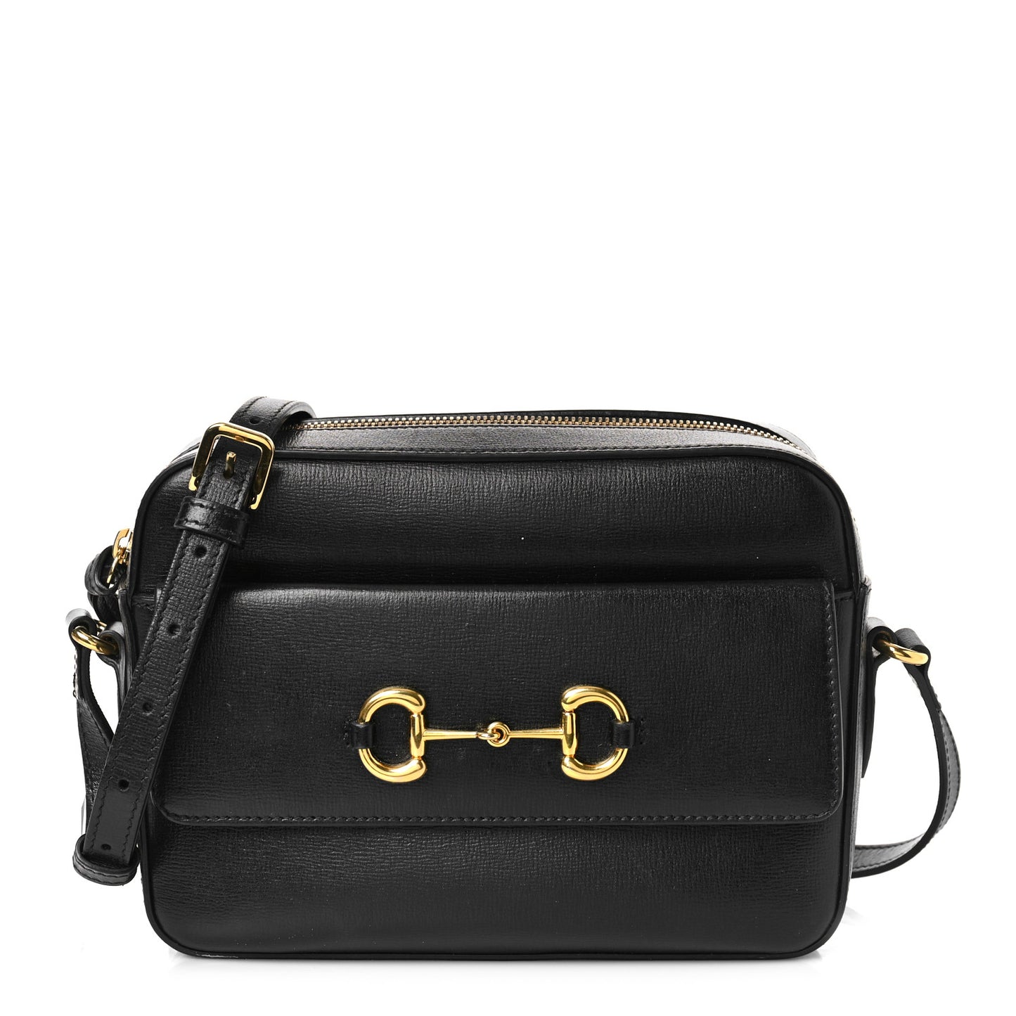 Textured Calfskin Small Horsebit 1955 Shoulder Bag Black