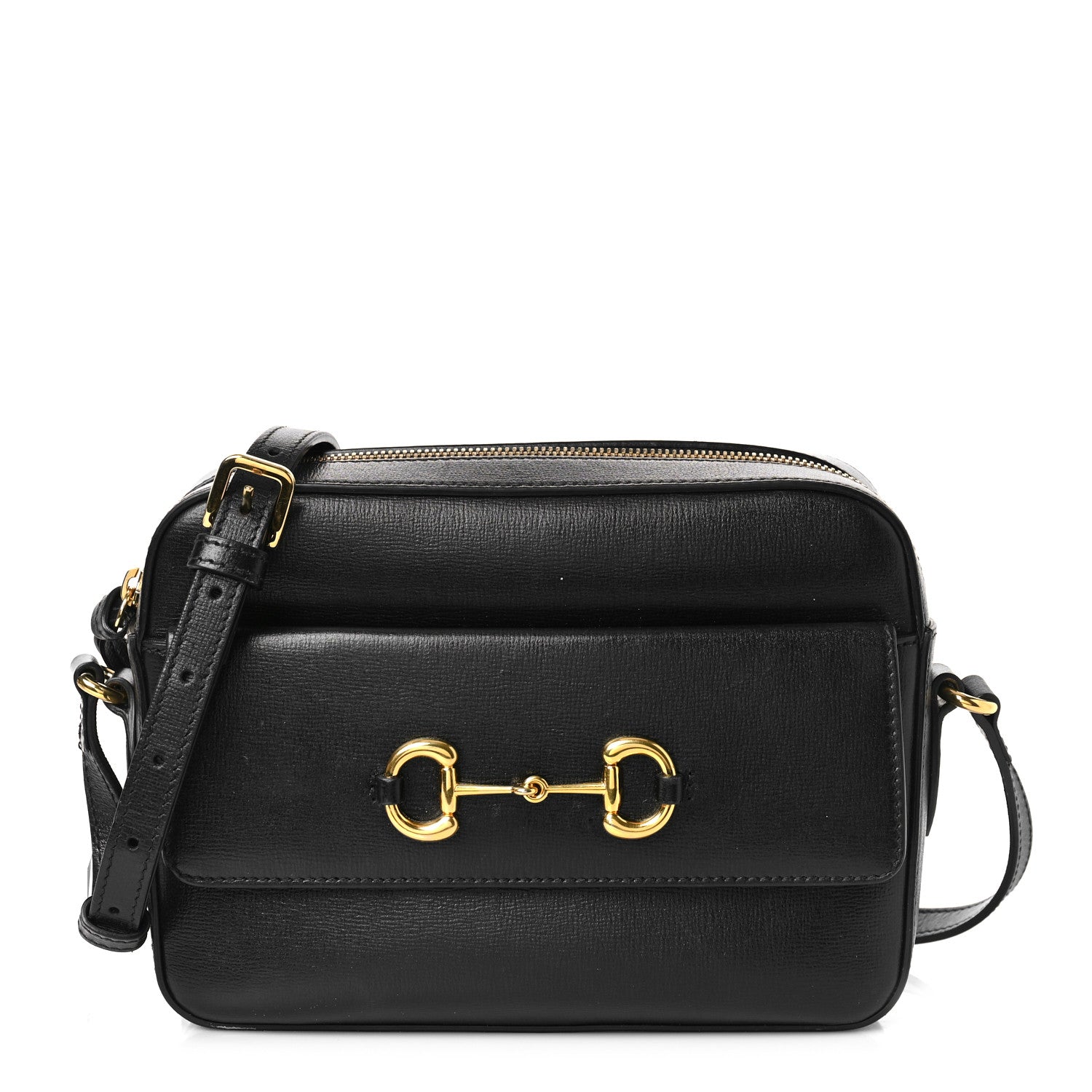 Gucci Textured Calfskin Small Horsebit 1955 Shoulder Bag Black 1 of 10