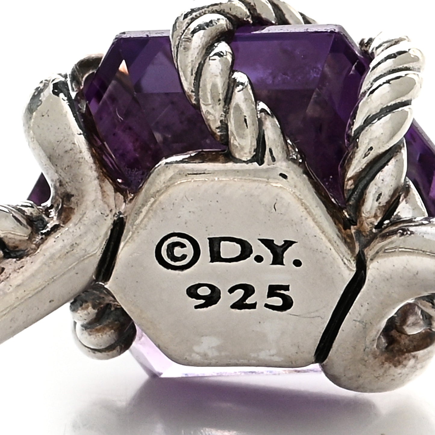 Sterling Silver Diamond Amethyst 10mm Cable Wrap Ring 52 6