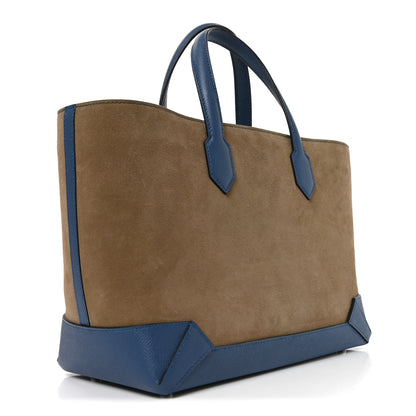 Hermes Veau Grizzly Epsom Maxibox Cabas 30 Gris Caillou Bleu Agate 2 of 8