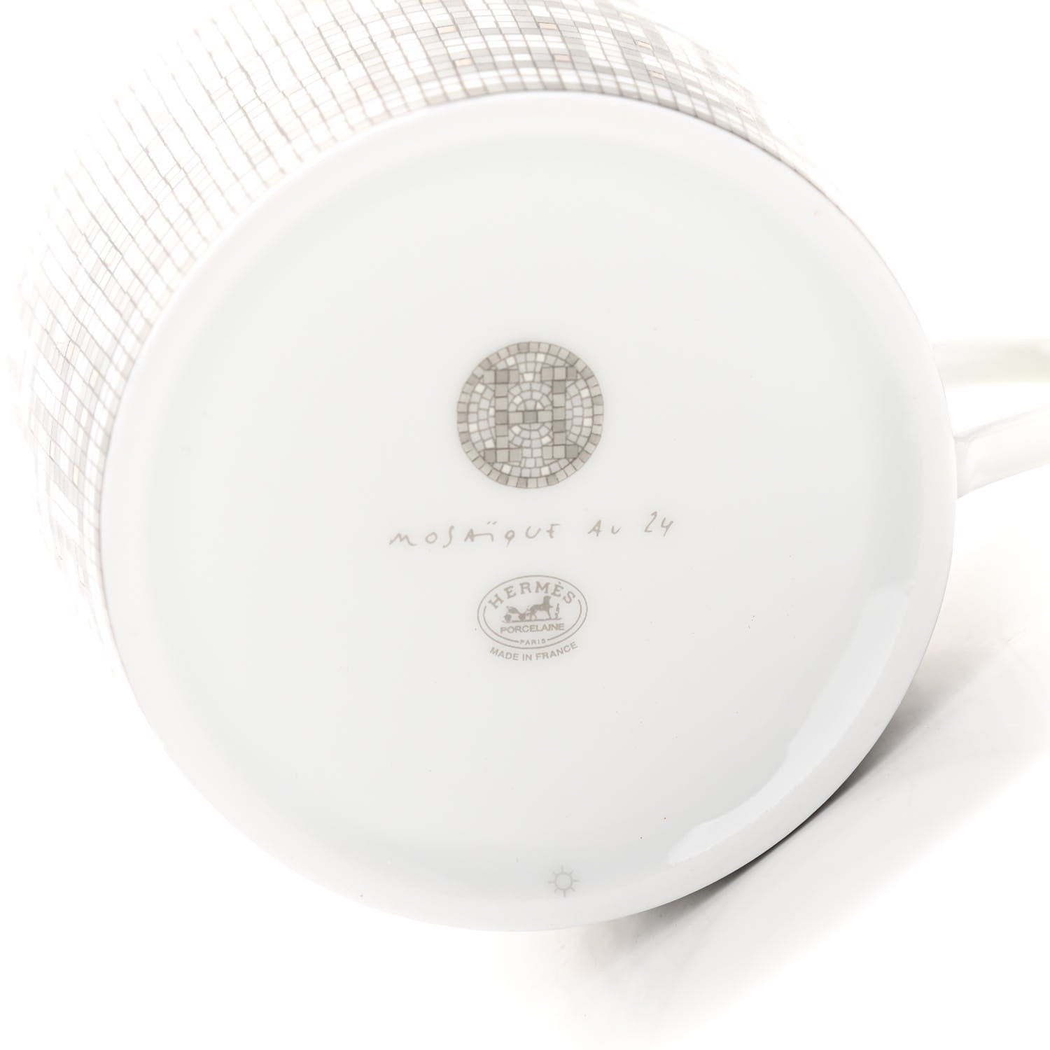 Hermes Porcelain Mosaique Au 24 Platine Tea Cup And Saucer Set Of 2 Platinum 7 of 7