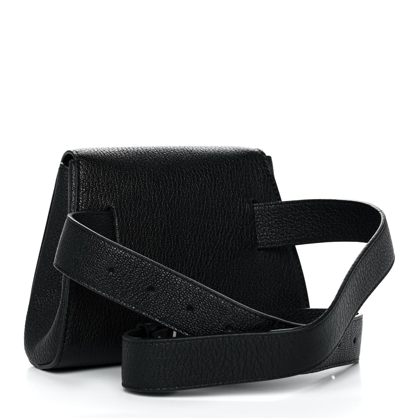 Grained Calfskin Geometric Belt Bag Black