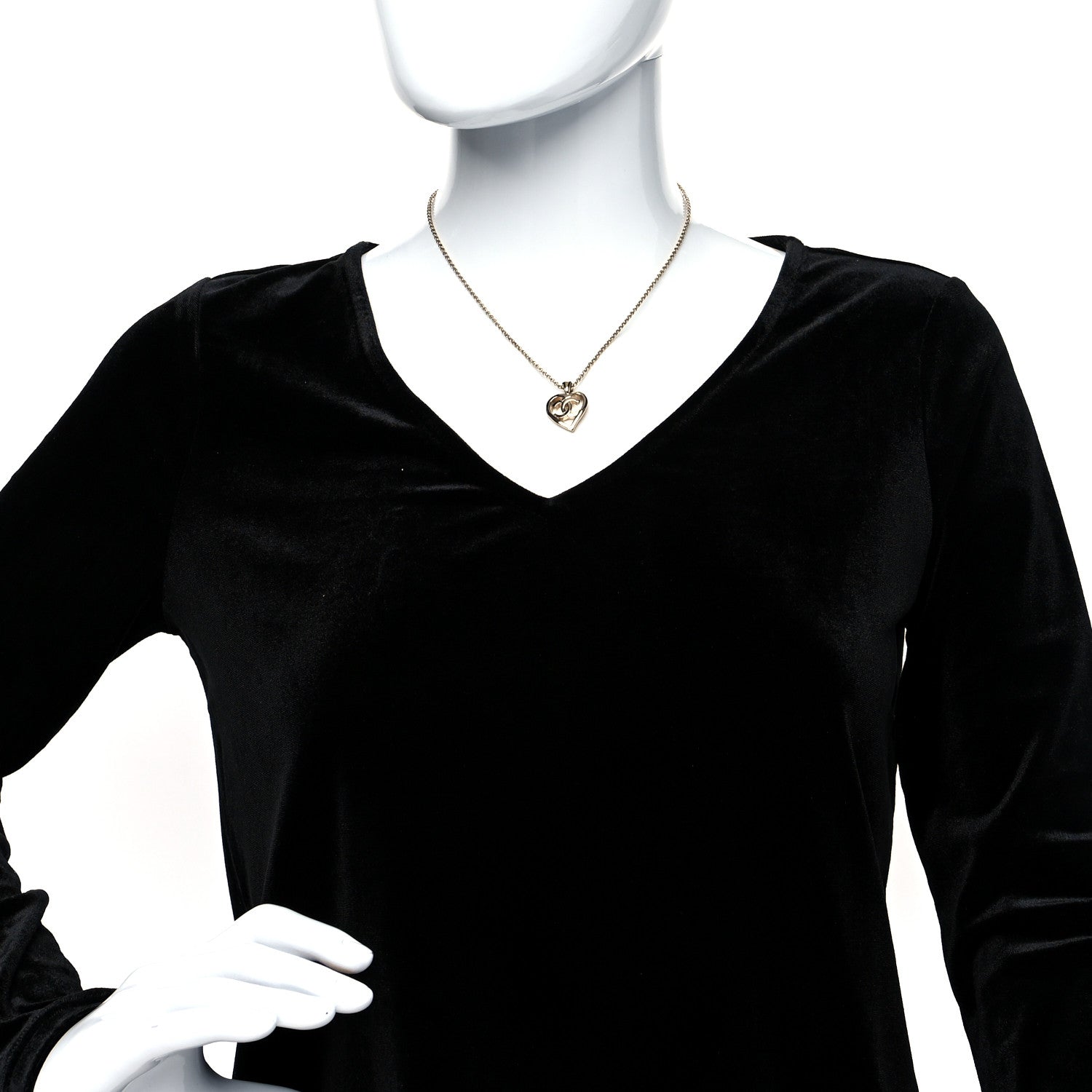 Chanel CC Heart Chain Pendant Necklace Gold 2 of 5