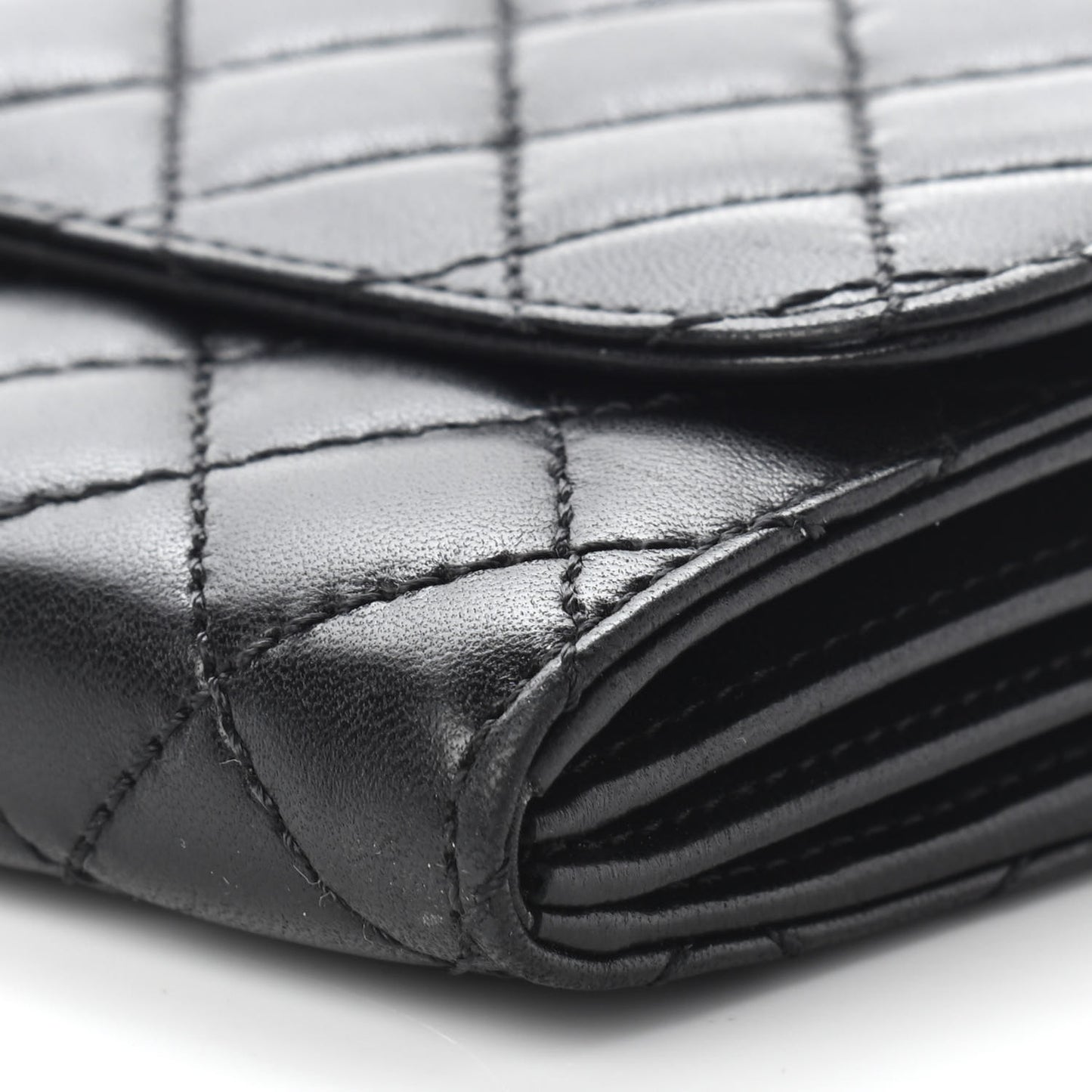Lambskin Quilted Chain Clutch Flap Black
