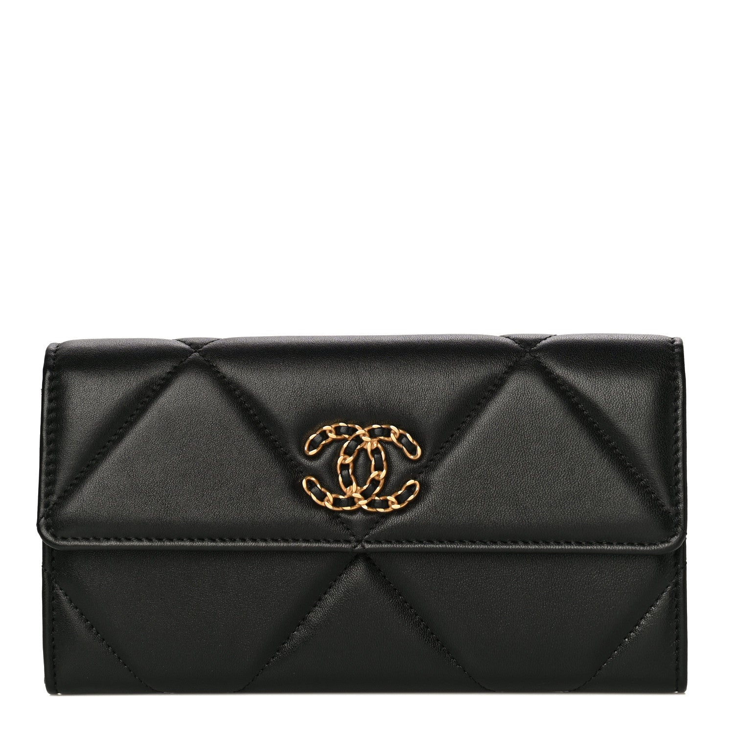 Chanel Lambskin Quilted Chanel 19 Flap Wallet Black 1 of 17