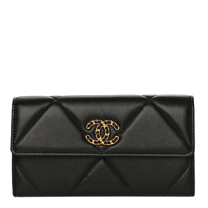 Chanel Lambskin Quilted Chanel 19 Flap Wallet Black 1 of 17