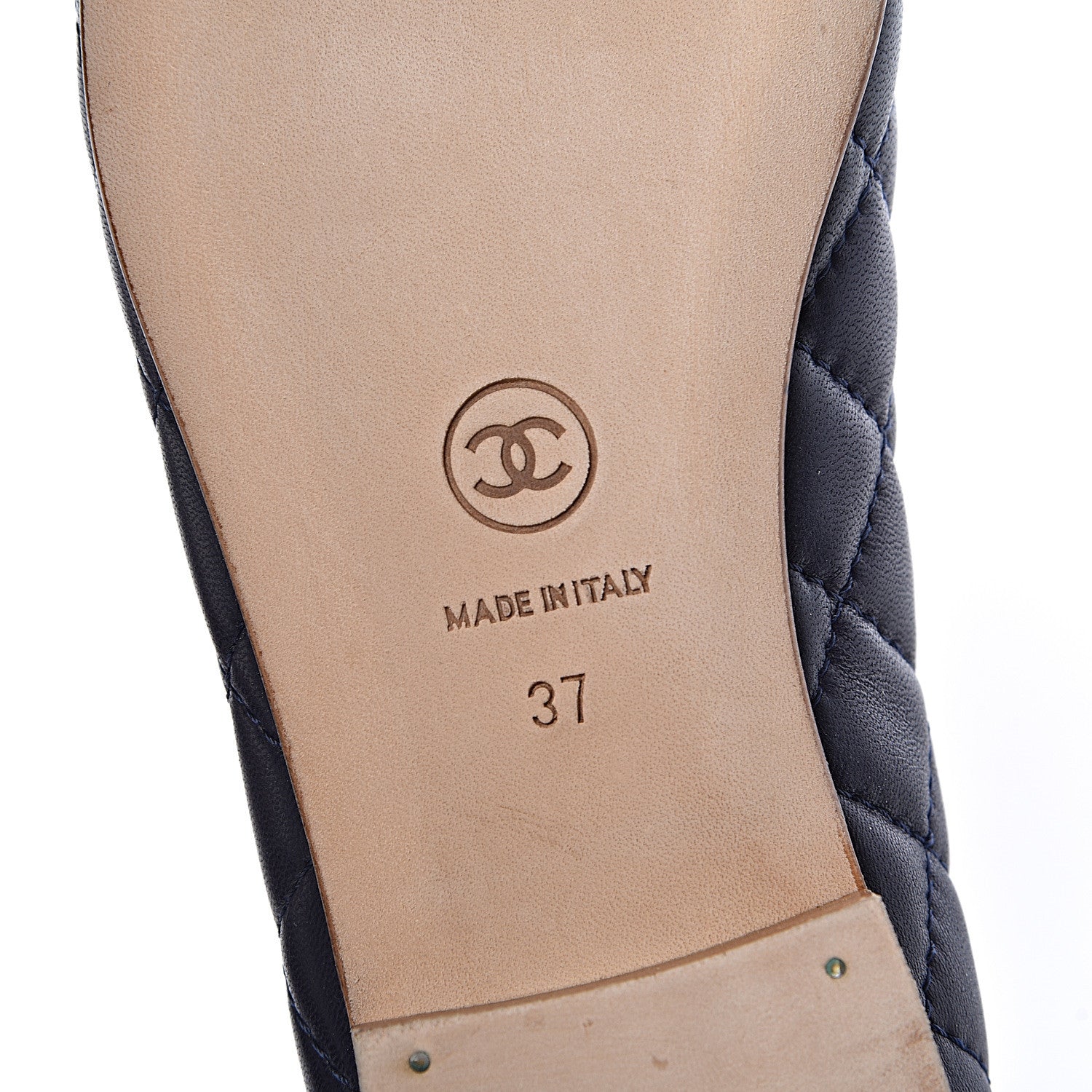 Chanel Quilted Lambskin CC Ballerina Flats 37 Navy 7 of 8