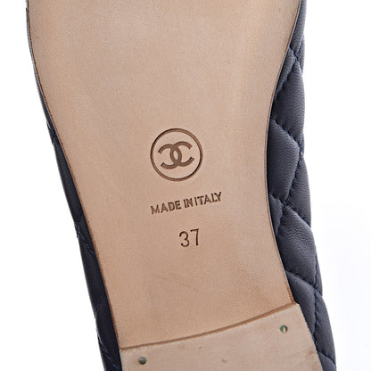 Chanel Quilted Lambskin CC Ballerina Flats 37 Navy 7 of 8