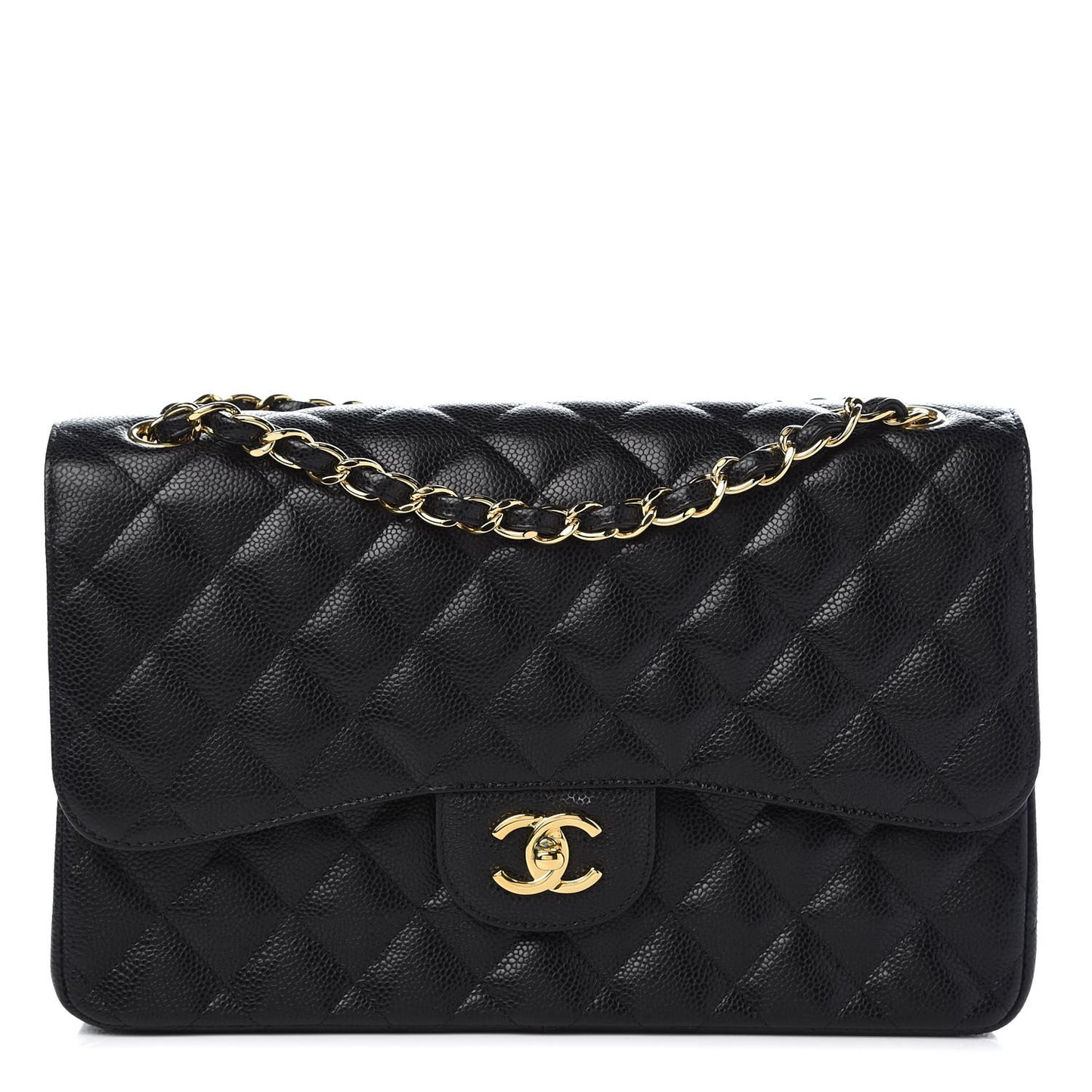 Caviar Quilted Jumbo Double Flap Black