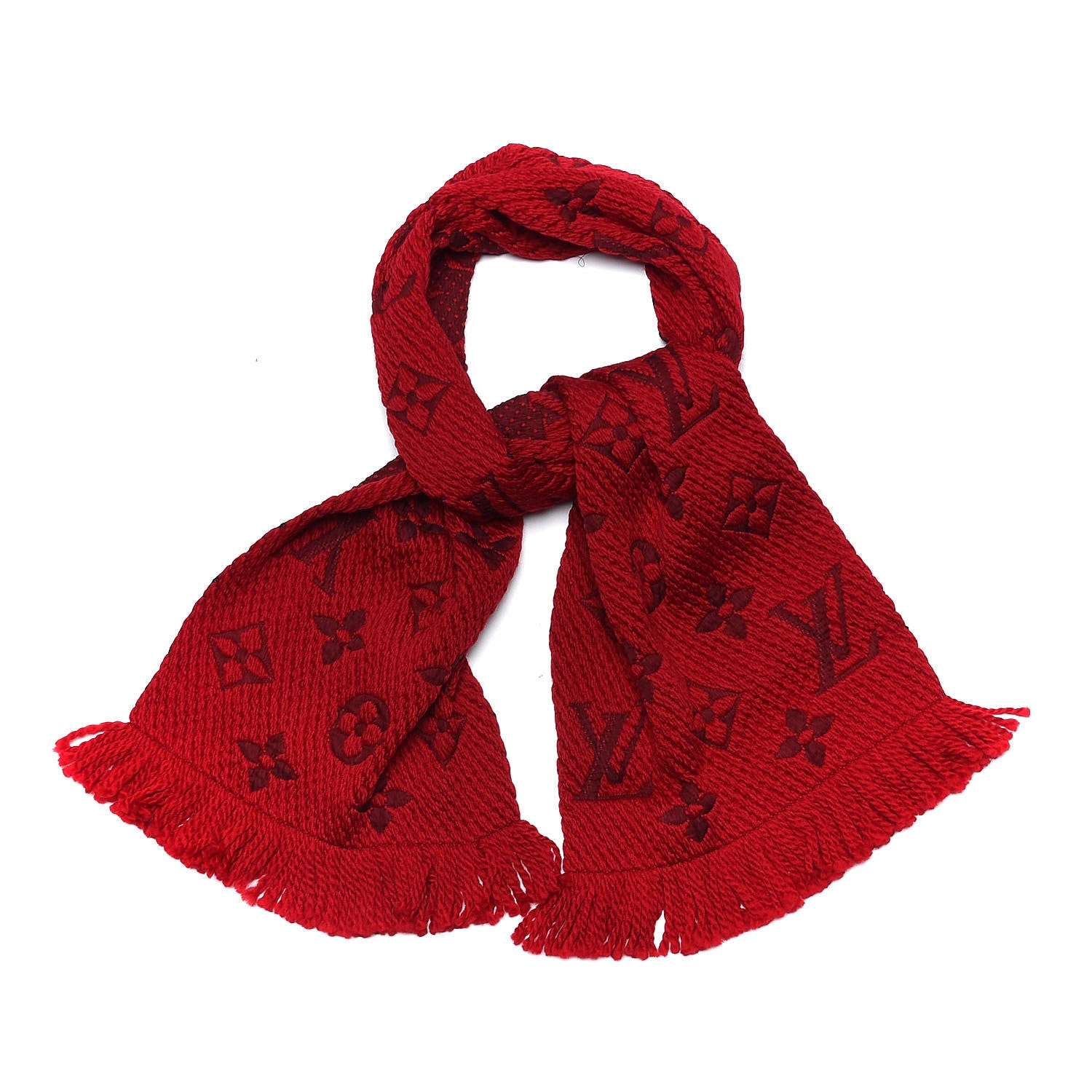 Louis Vuitton Wool Silk Logomania Scarf Rubis 1 of 4