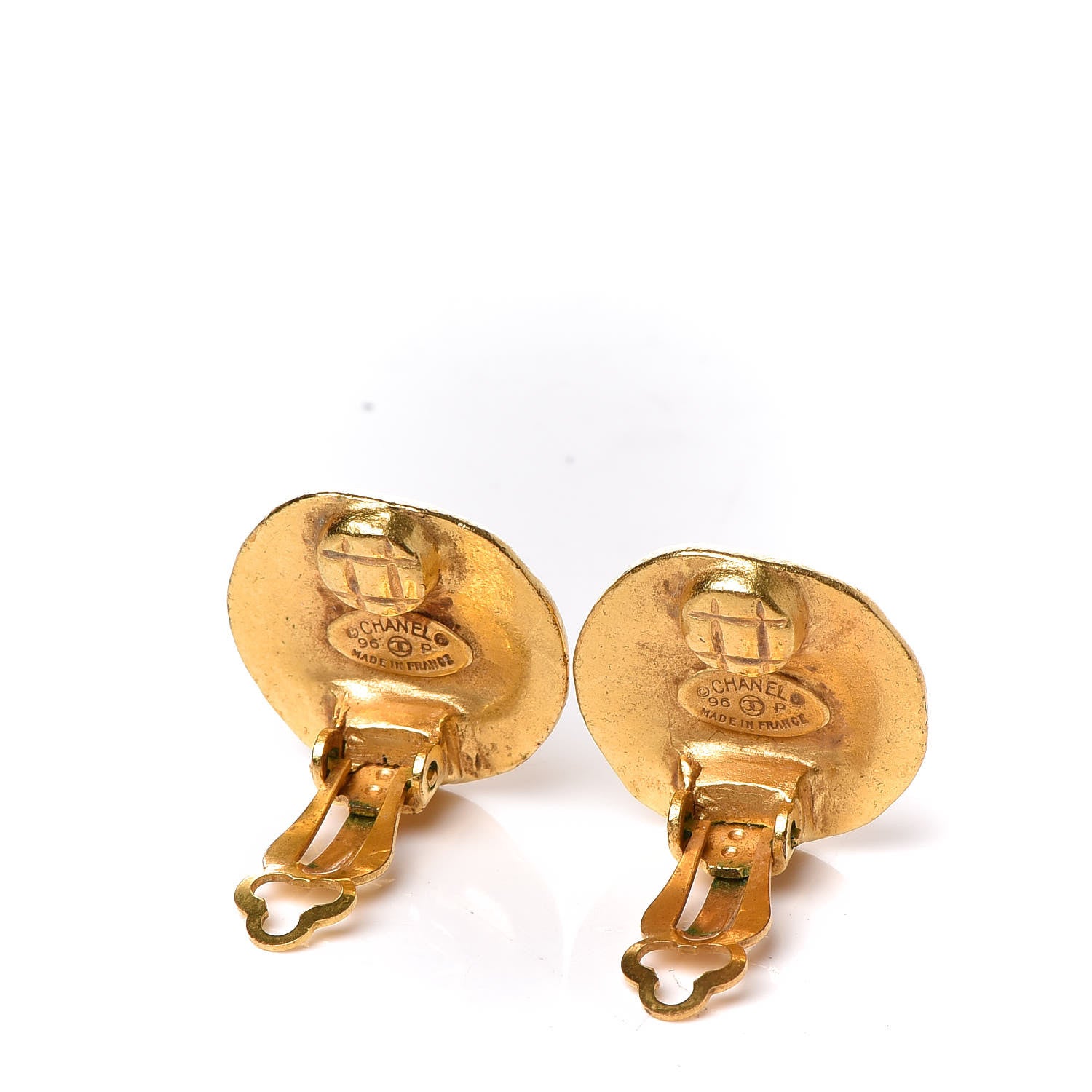 Chanel CC Button Clip On Earrings Gold 3 of 6