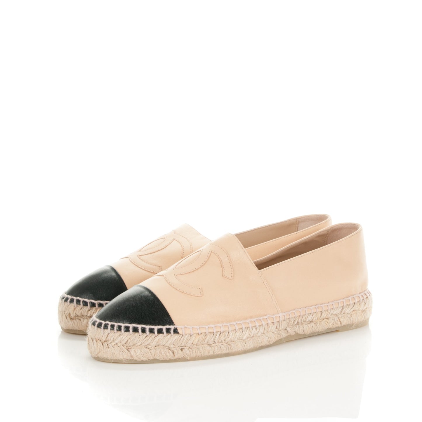 Lambskin CC Espadrilles 41 Beige Black