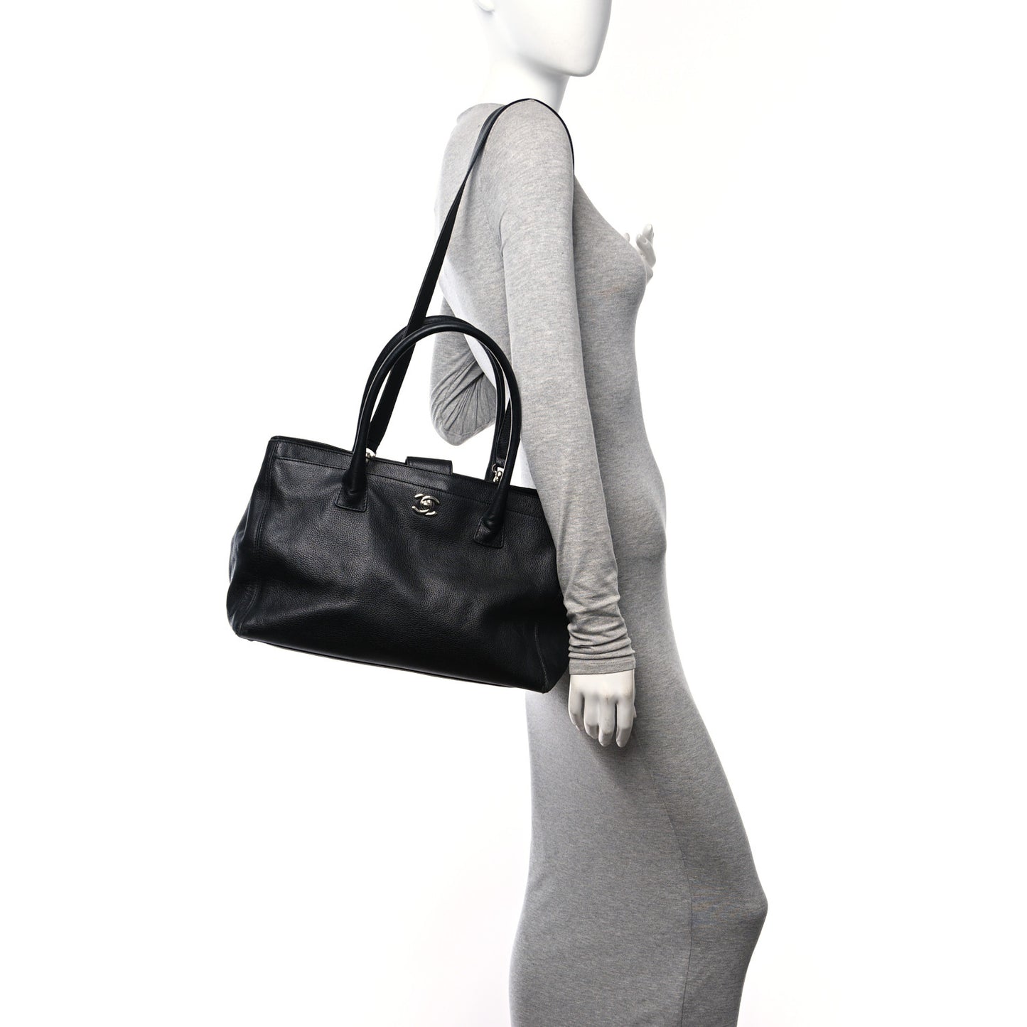Calfskin Cerf Executive Shopper Tote Black
