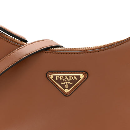 Prada Soft Calfskin Small Arque Shoulder Bag Cognac 8 of 11