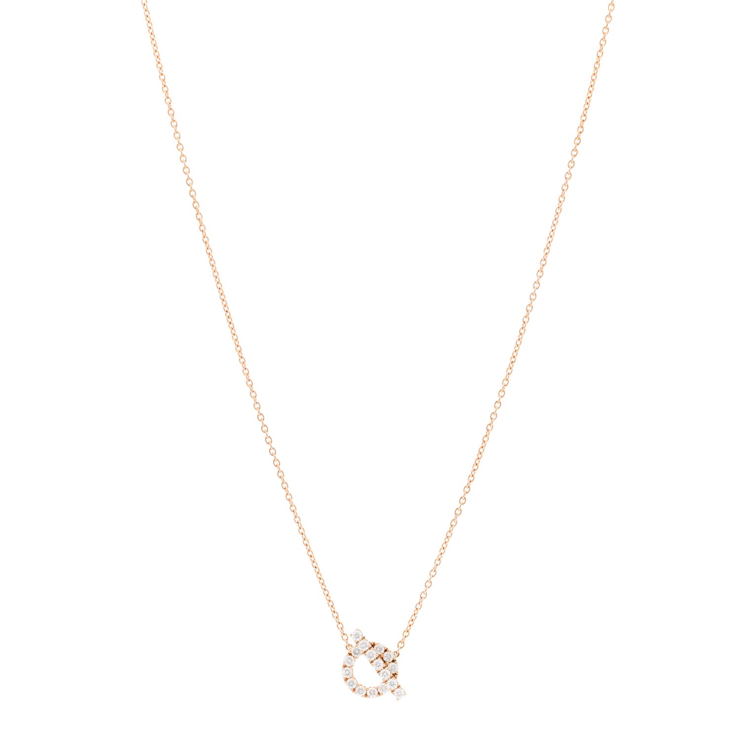 Hermes 18K Rose Gold Diamond Finesse Pendant Necklace 1 of 6