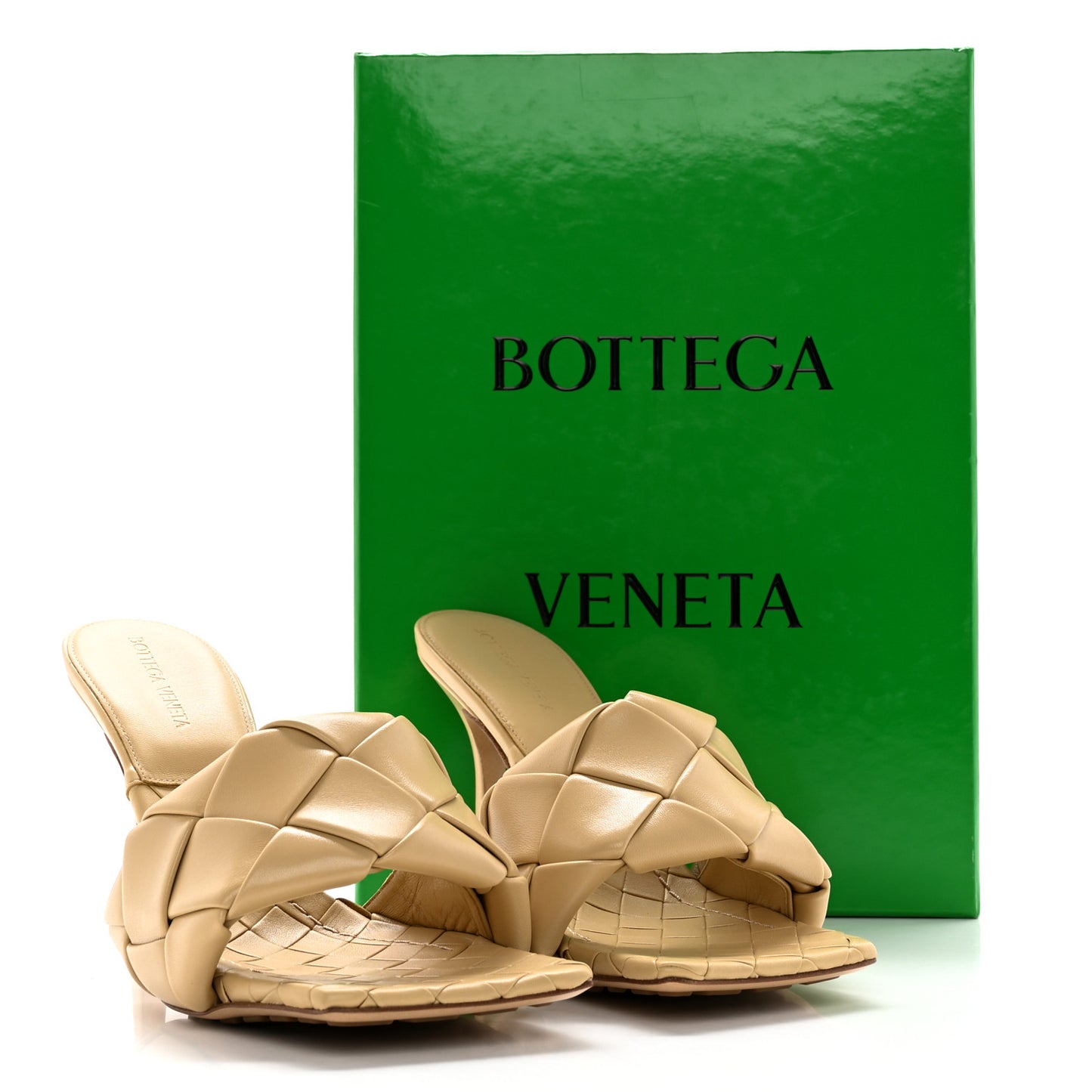 Nappa Maxi Intrecciato Lido Mule Sandals 40 Cane Sugar