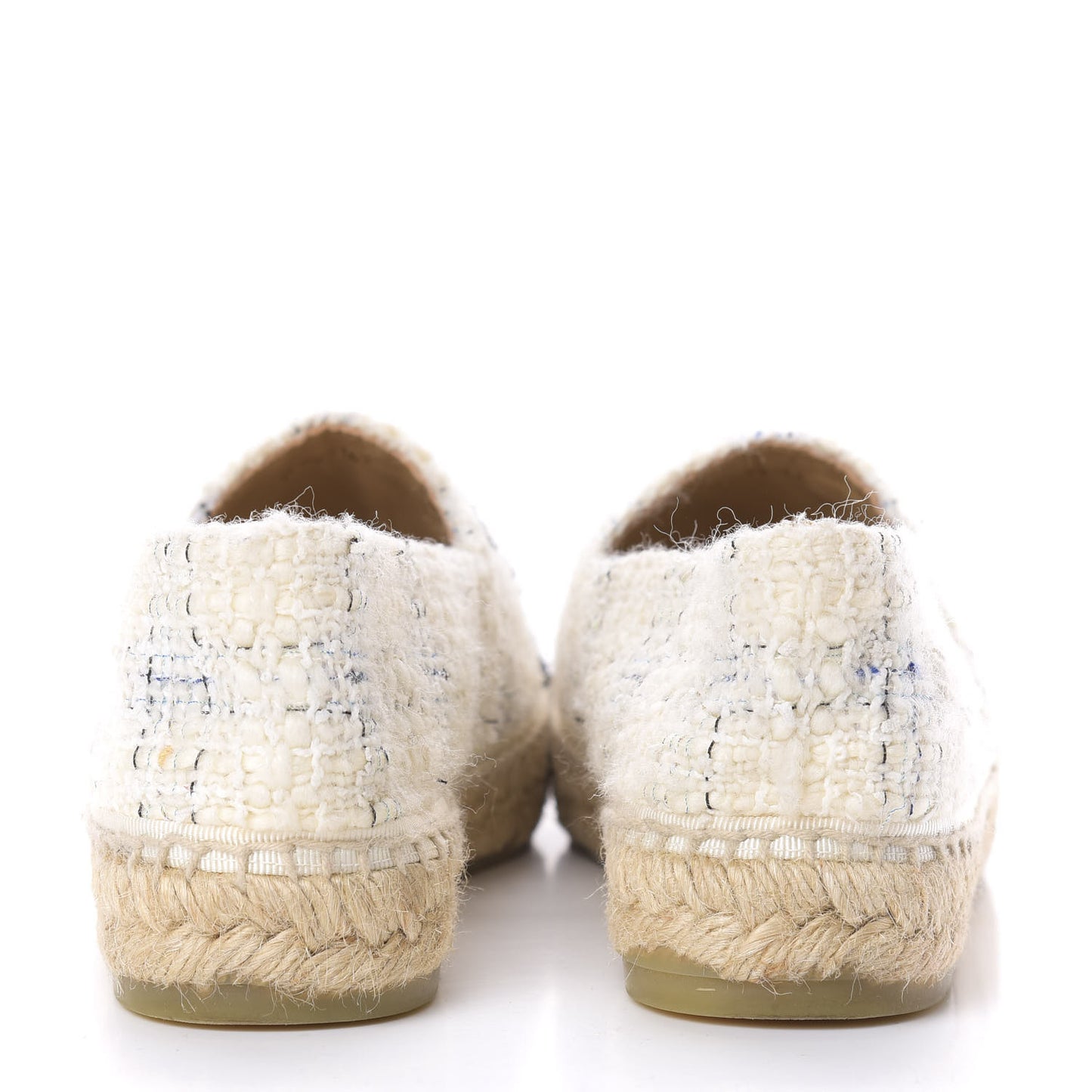 Tweed CC Espadrilles 39 Ecru White Blue Black