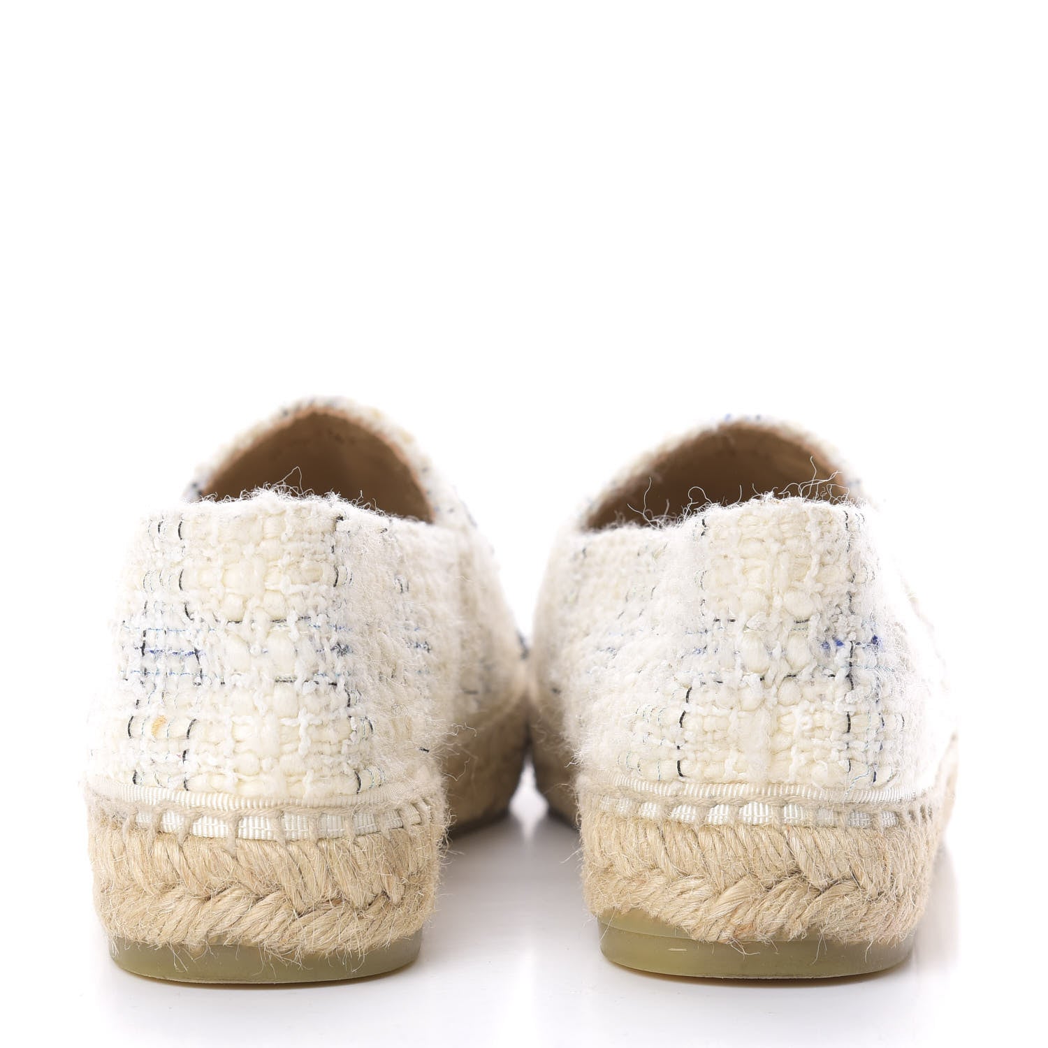 Chanel Tweed CC Espadrilles 39 Ecru White Blue Black 5 of 9