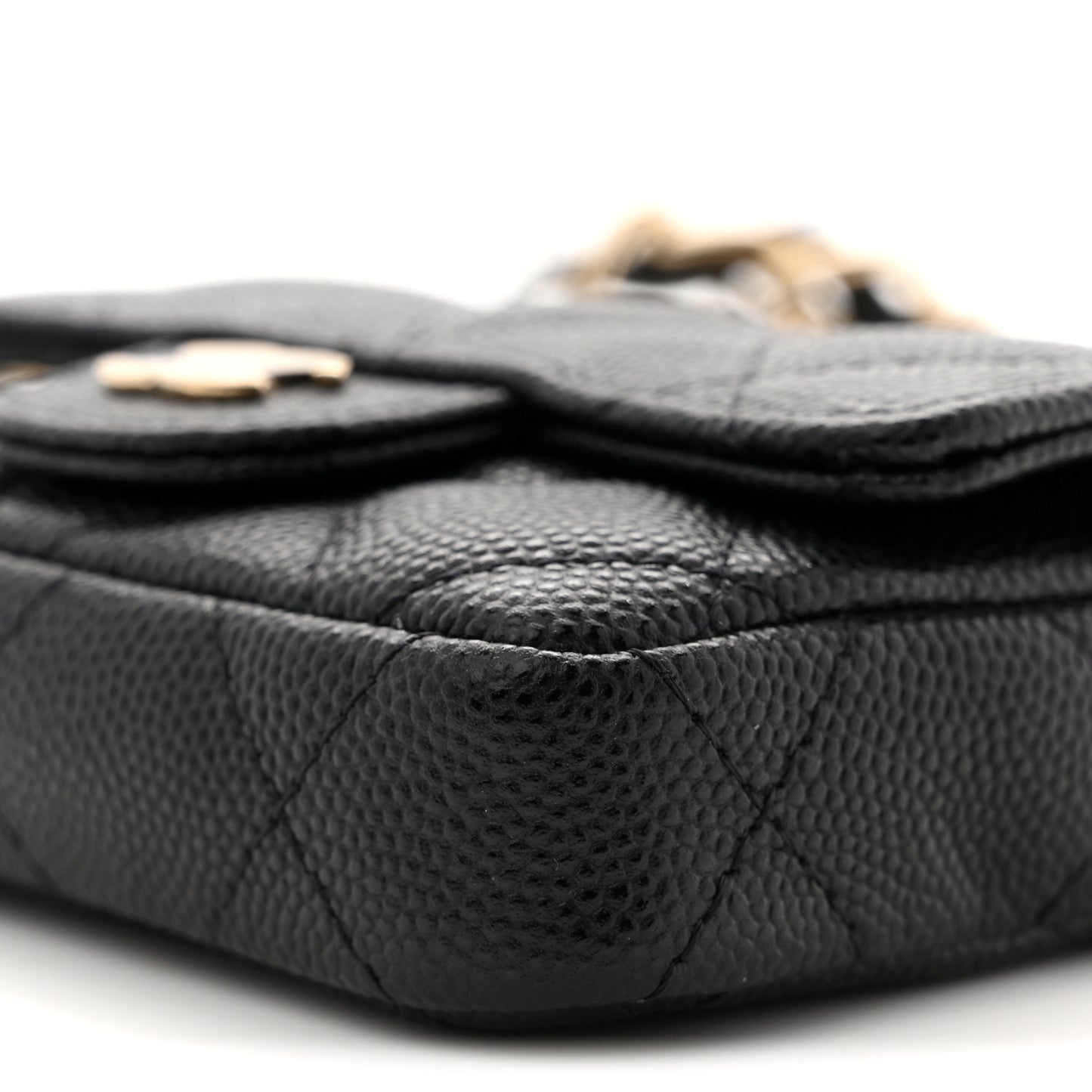 Caviar Quilted Mini Chain Belt Bag Black