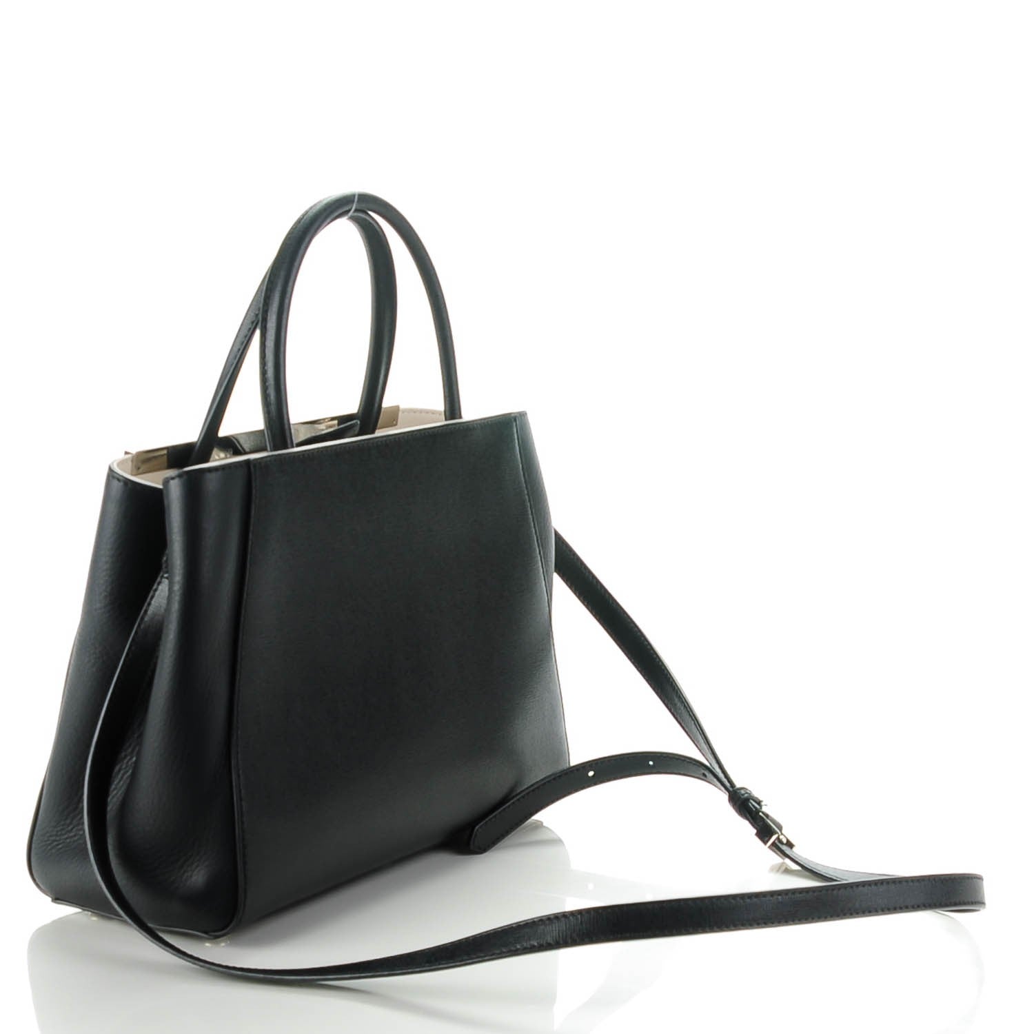 Fendi Vitello Elite Flamingo Mink Monster Charm Petite 2Jours Tote Black Multicolor 4 of 10