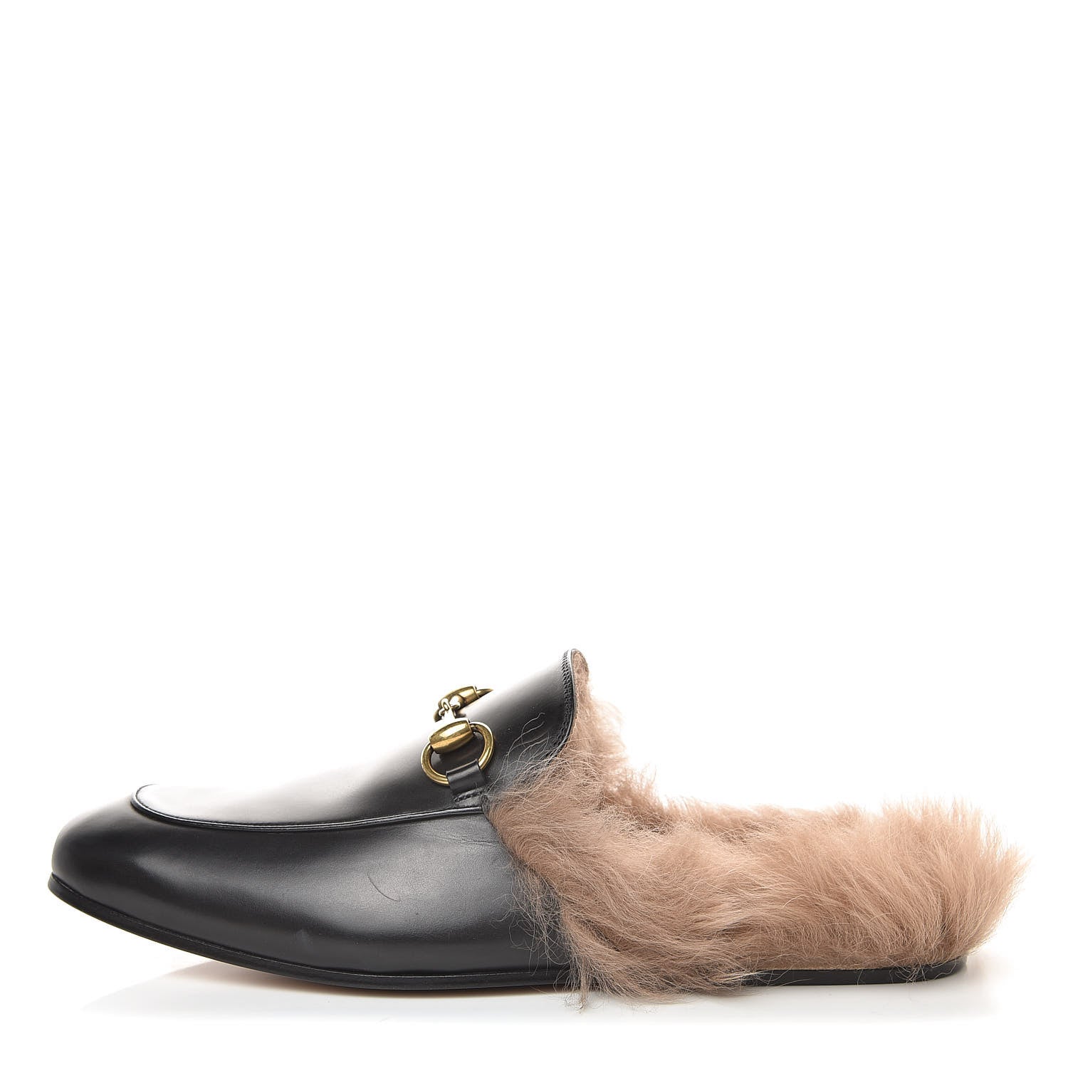 Gucci Calfskin Fur Mens Princetown Slippers 6 Black 1 of 8