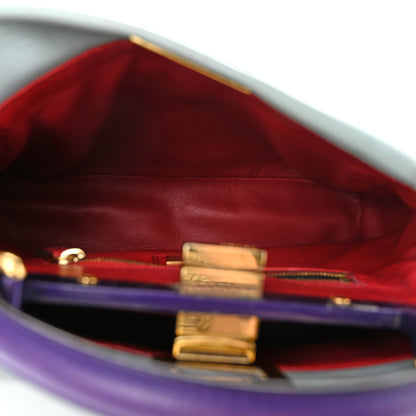 Fendi Nappa Colorblock Mini Peekaboo Iconic Satchel Polvere Purple Rain Ruby 5 of 14