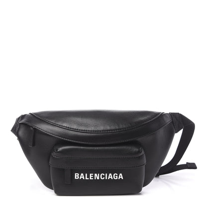 Balenciaga Smooth Calfskin Logo Everyday Beltpack XS Black White 1 of 10