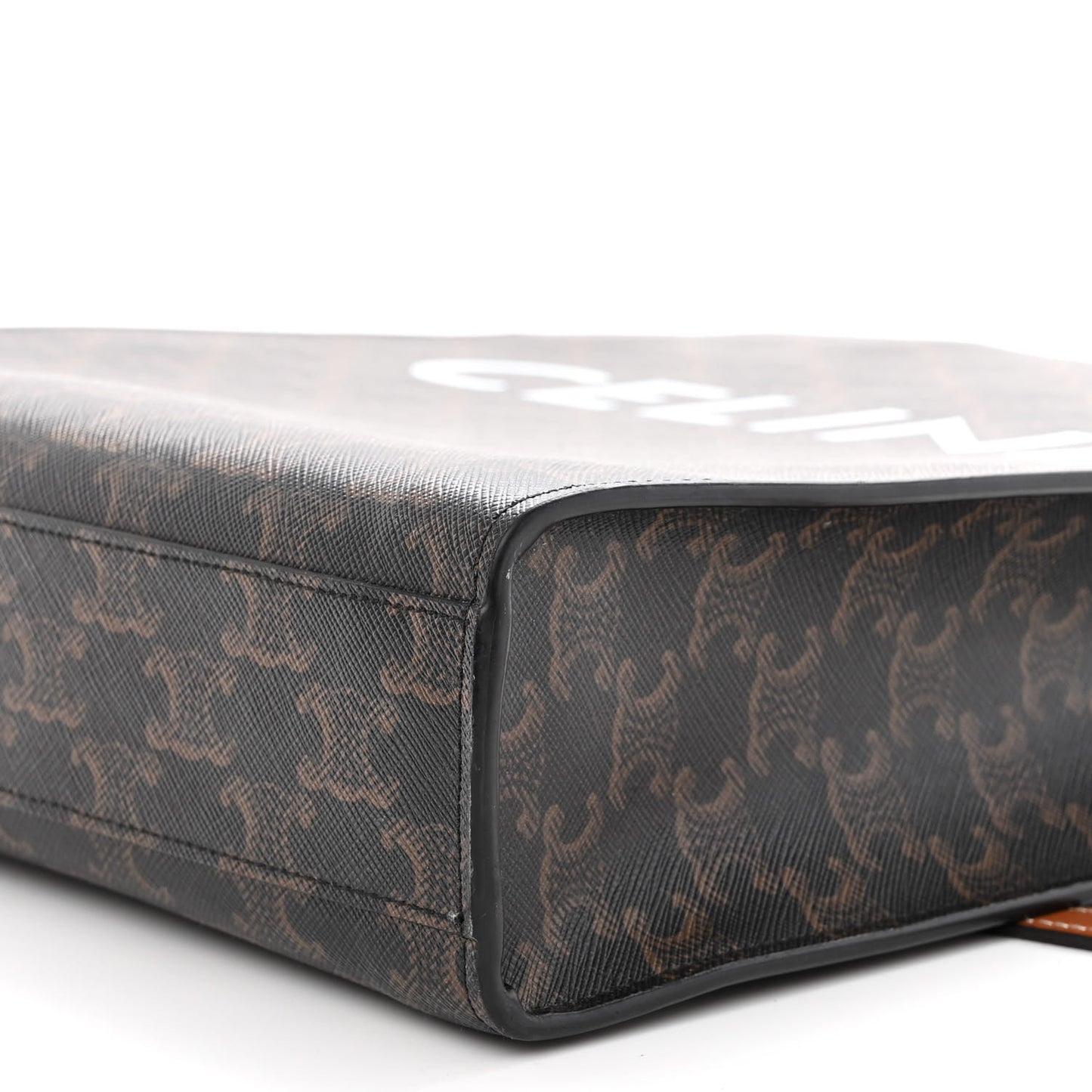 Triomphe Canvas Calfskin Small Vertical Cabas Tan