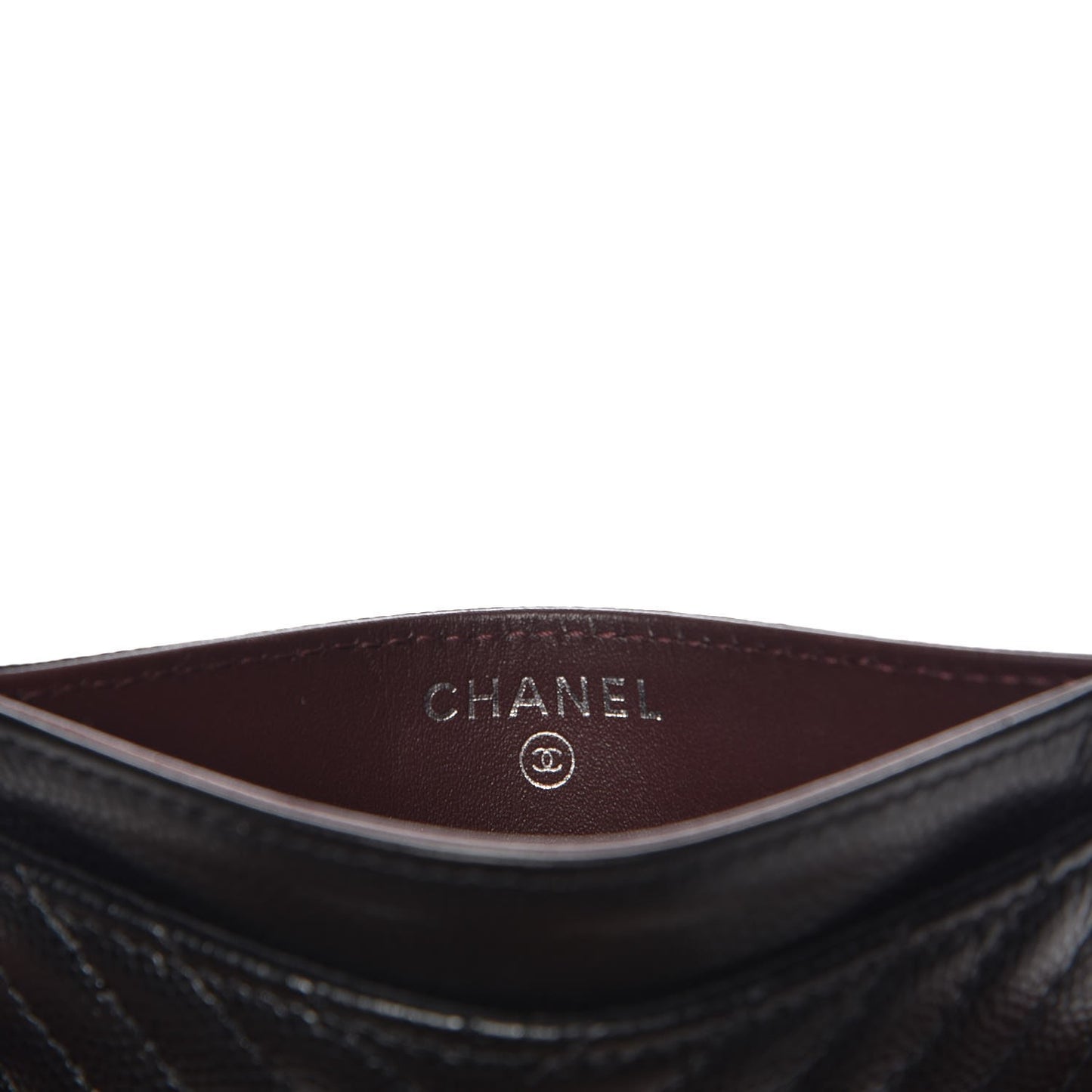 Caviar Chevron Quilted Card Holder Black