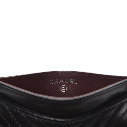 Chanel Caviar Chevron Quilted Card Holder Black 6 of 9