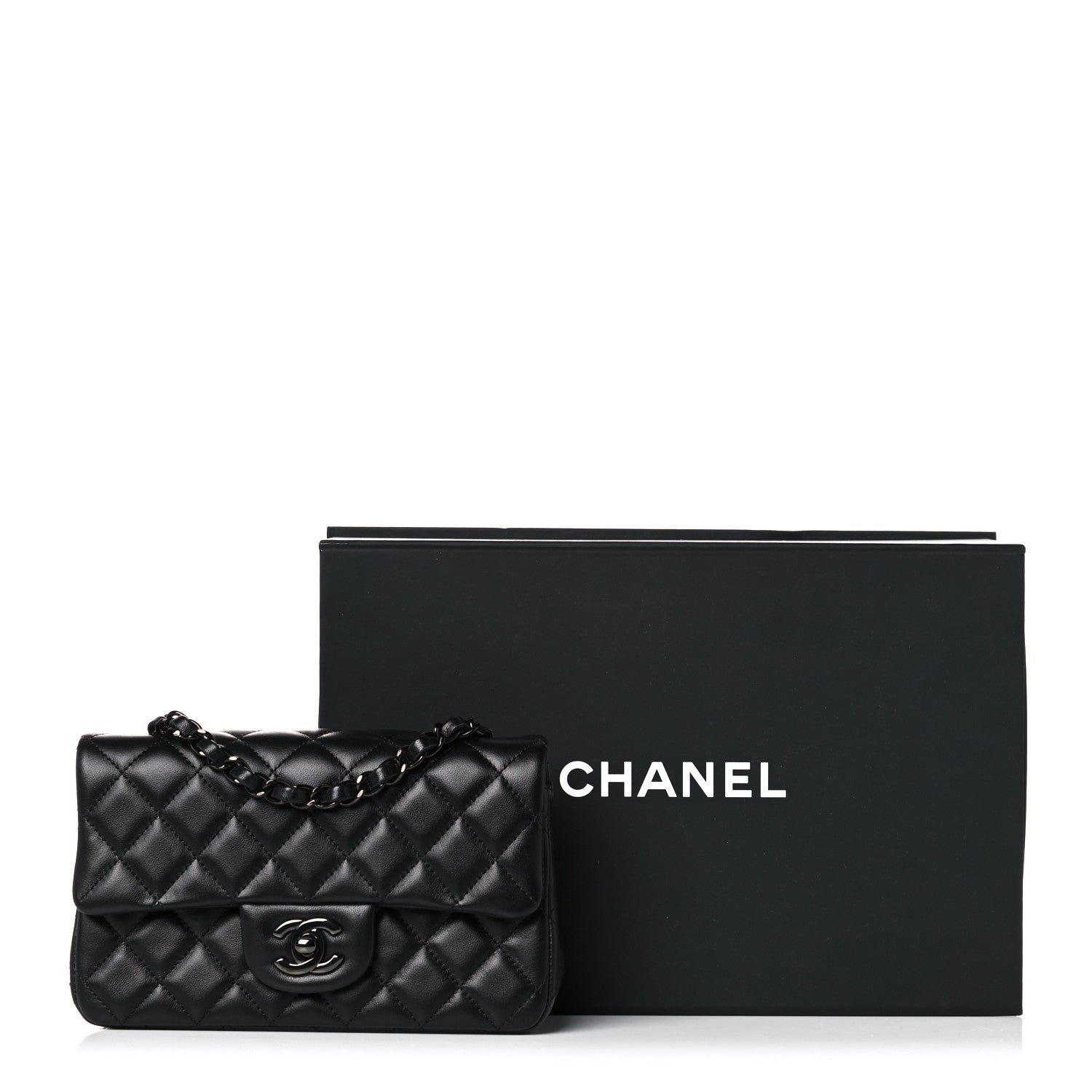 Chanel Lambskin Quilted Mini Rectangular Flap So Black 10 of 10