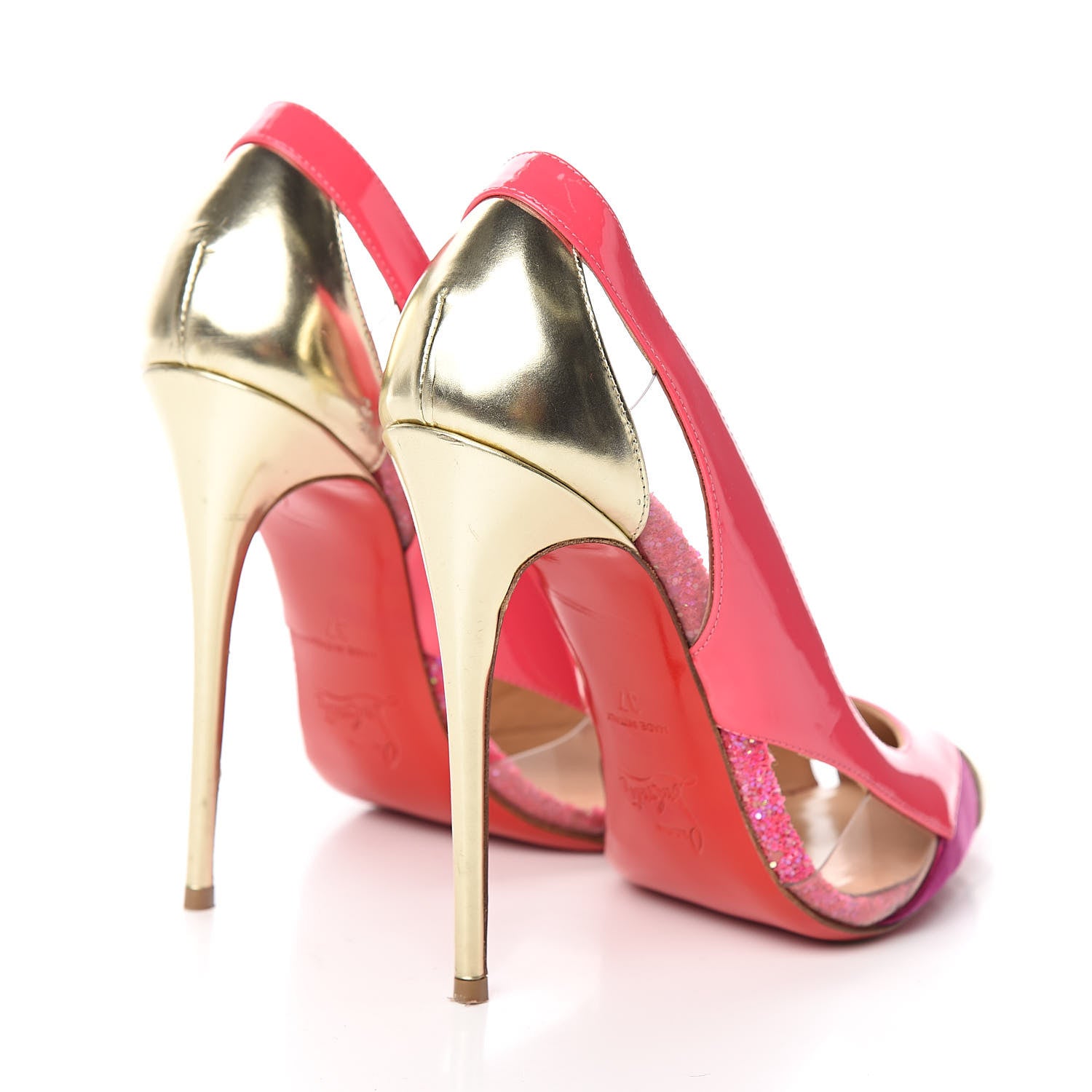 Christian Louboutin PVC Metal Gloss Patent Galata 120 Pumps 37 Pink 4 of 8