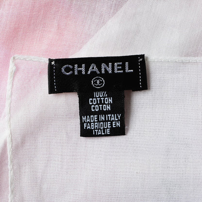 Chanel Cotton Camellia Watercolor Flower Scarf Pink 5 of 6