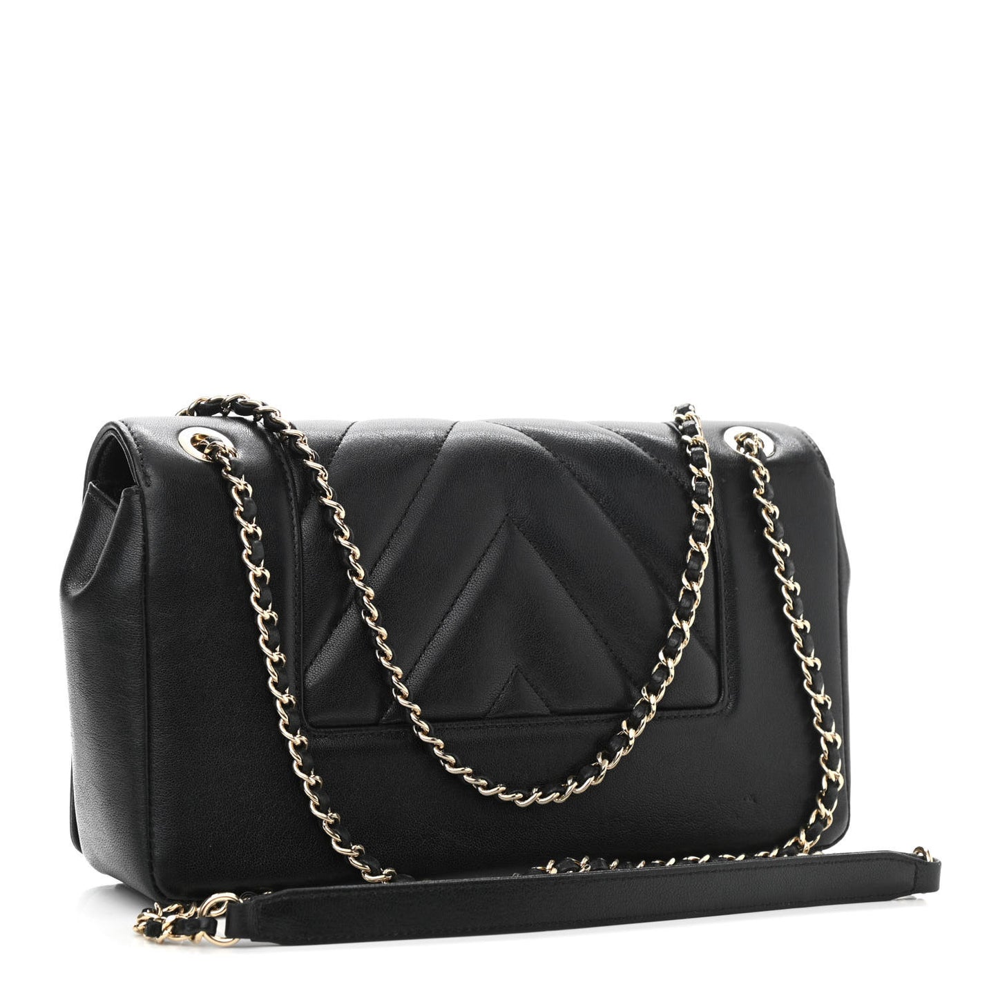Sheepskin Chevron Quilted Vintage Mademoiselle Flap Black