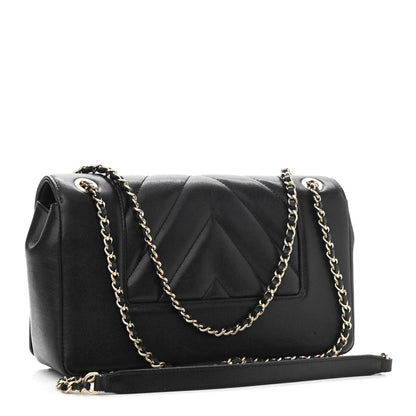 Chanel Sheepskin Chevron Quilted Vintage Mademoiselle Flap Black 3 of 12