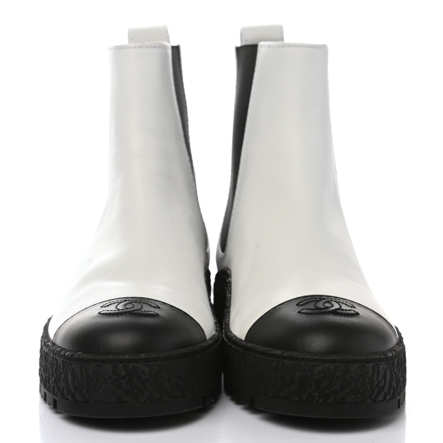 Chanel Calfskin Cap Toe CC Ankle Boots 39 White Black 2 of 9