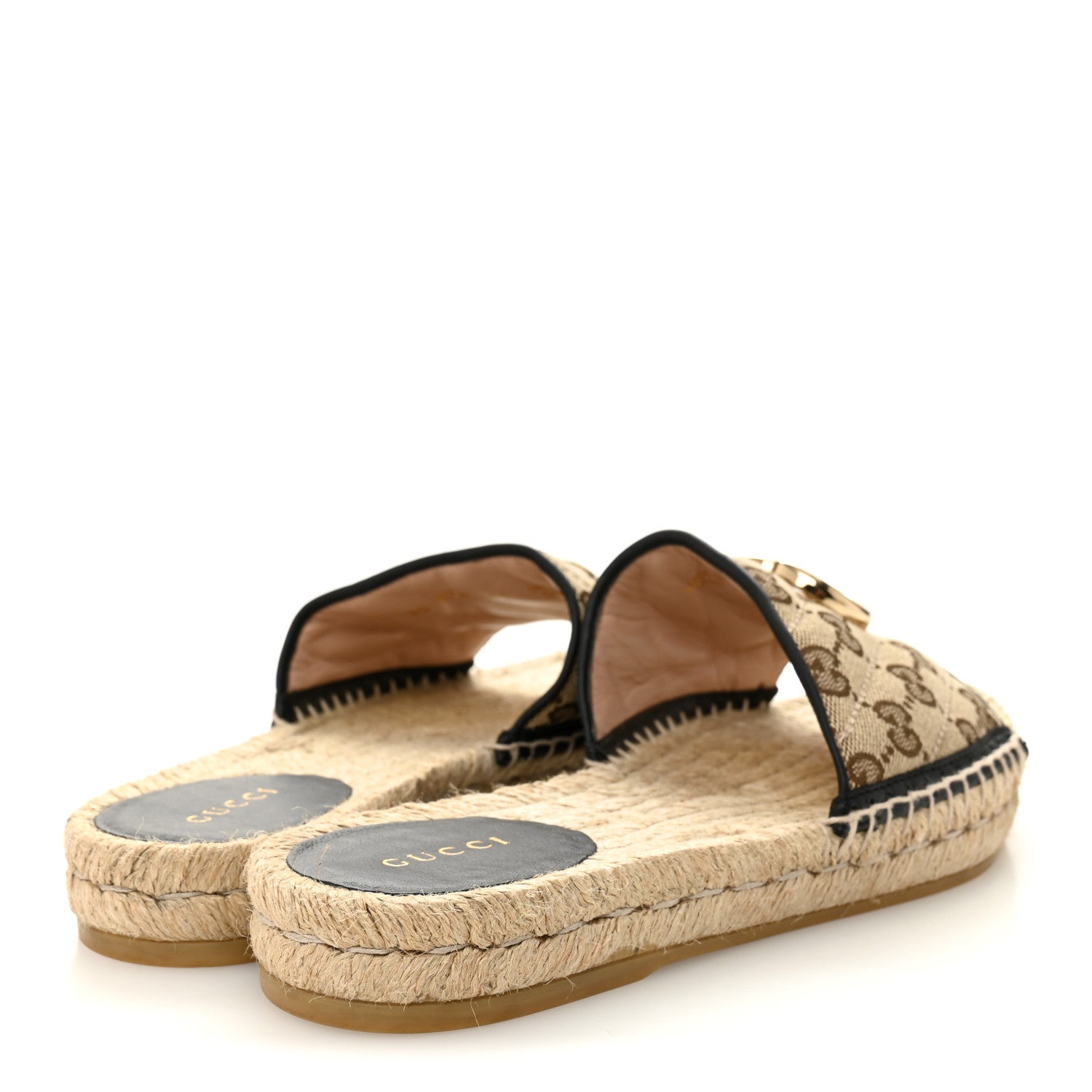 Gucci Monogram Matelasse GG Marmont Espadrille 20mm Slide Sandals 37.5 Beige Ebony Black 4 of 10