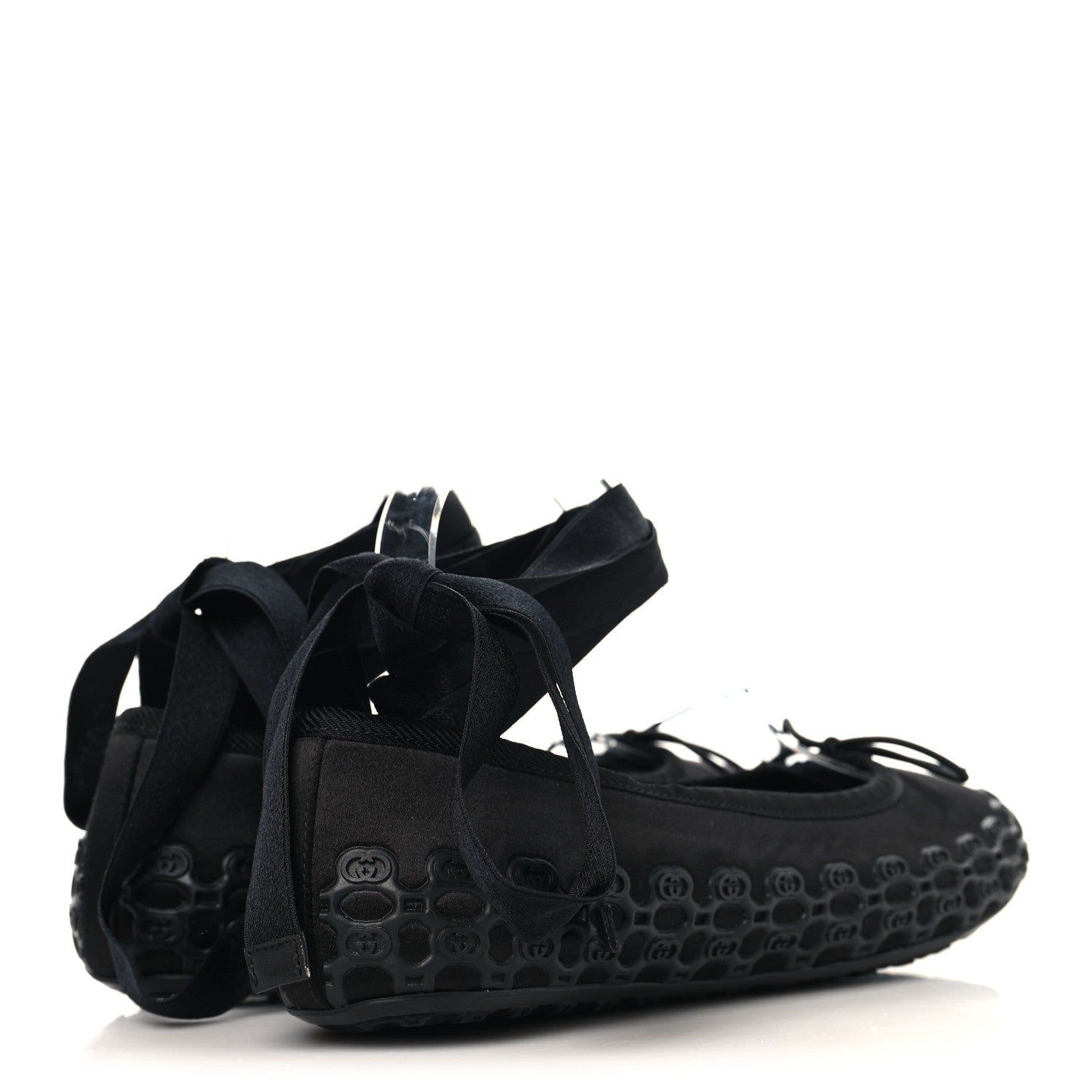 Gucci Rubber Satin Ballerina Flats 38 Black 5 of 9