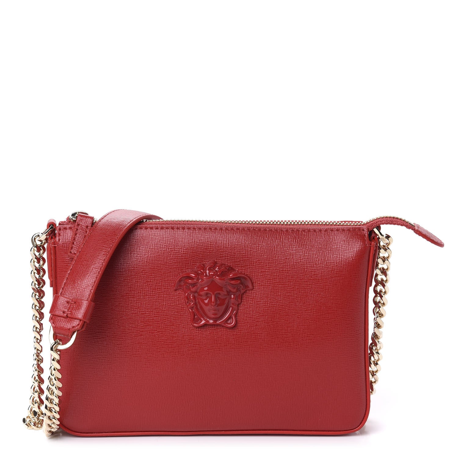 Versace Saffiano Calfskin Palazzo Chain Crossbody Red 1 of 10