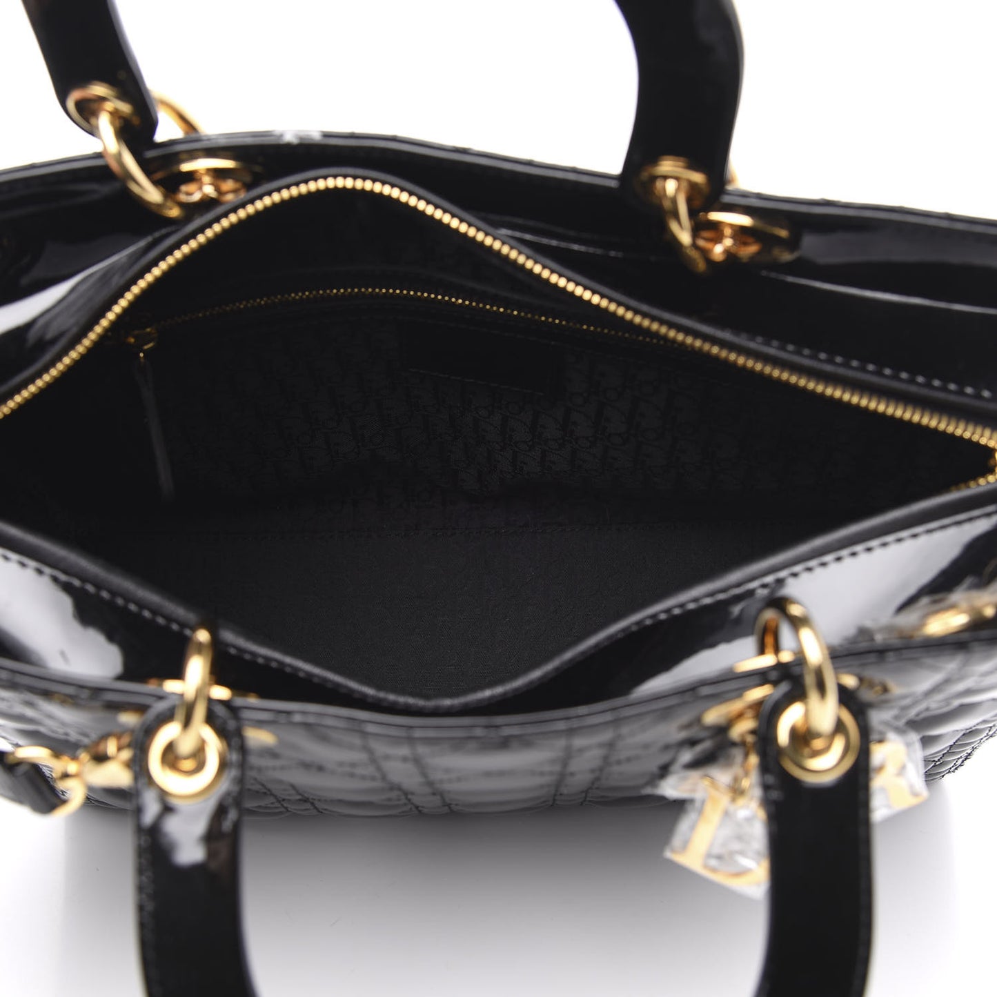 Patent Cannage Large Lady Dior Black